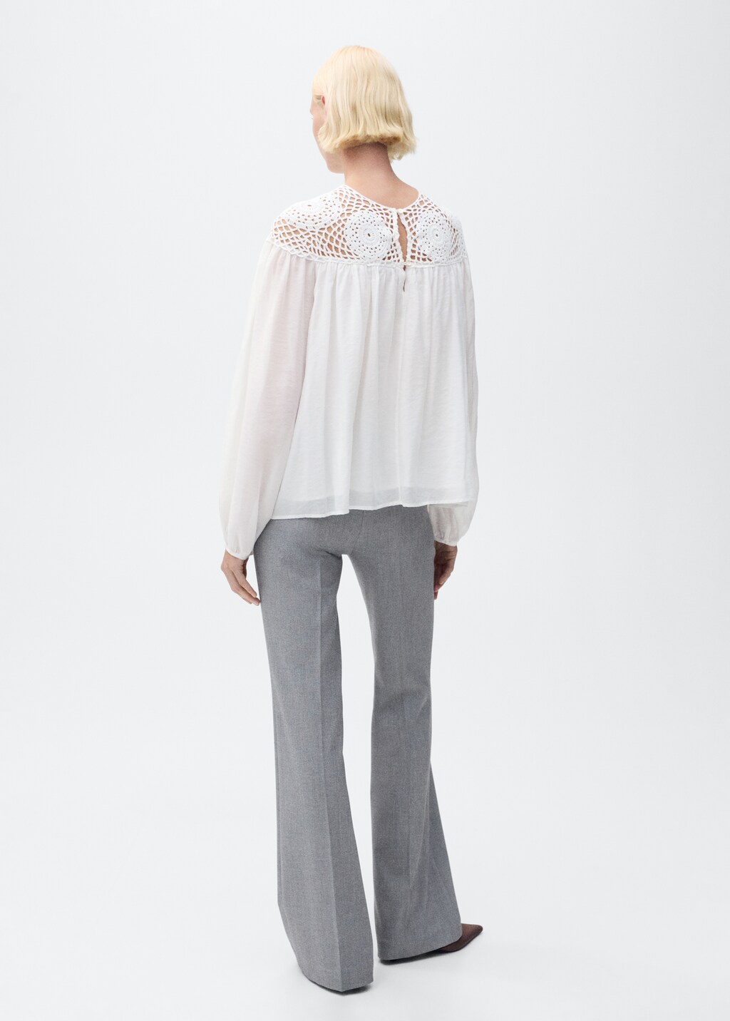 Crochet panel blouse - Women | MANGO USA