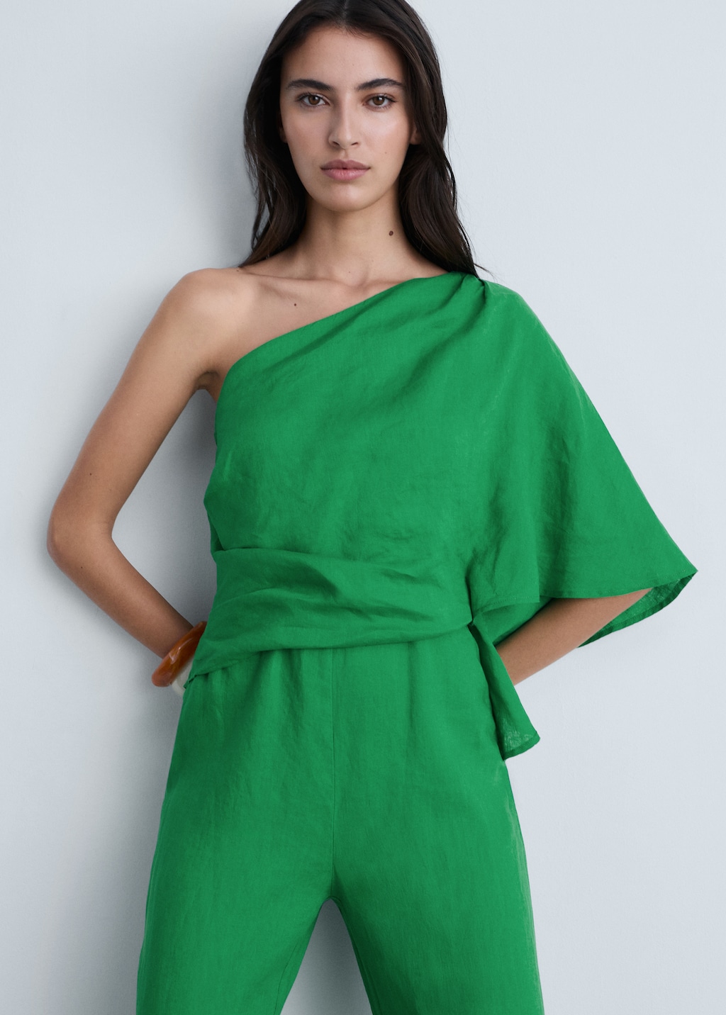 Mango Asymmetrical linen jumpsuit