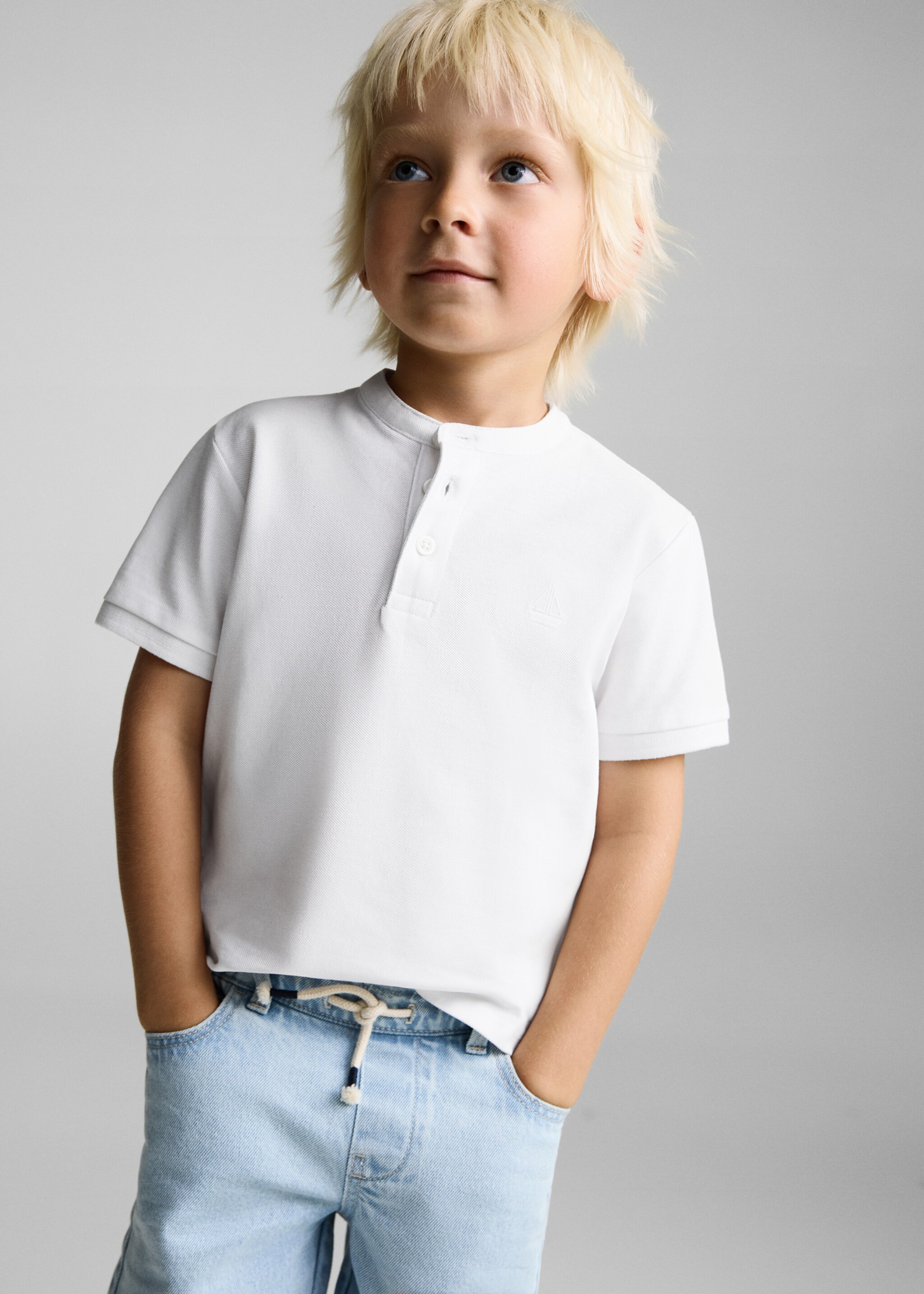 Mao collar cotton polo - Medium plane