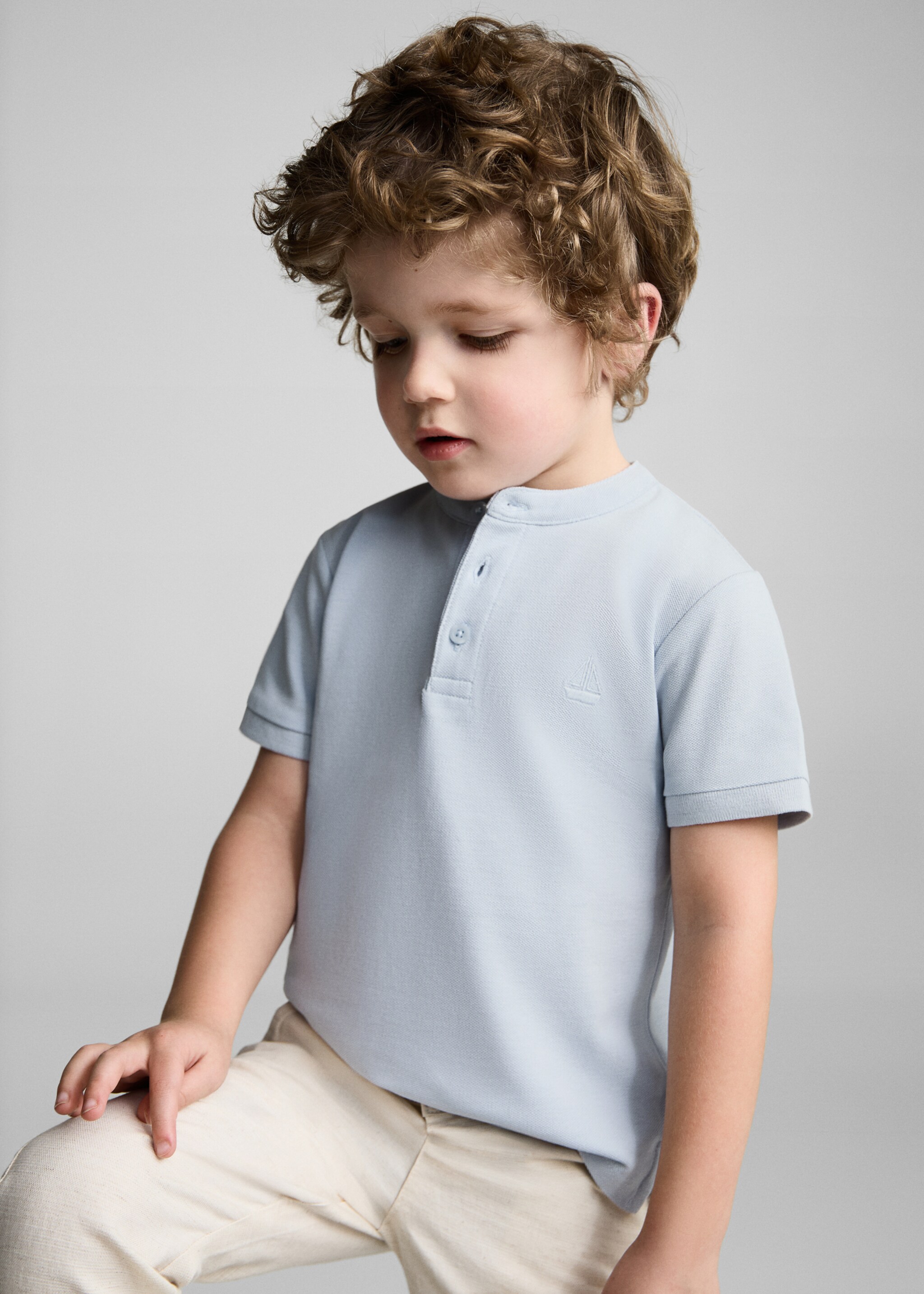 Polo algodón cuello mao - Plano medio