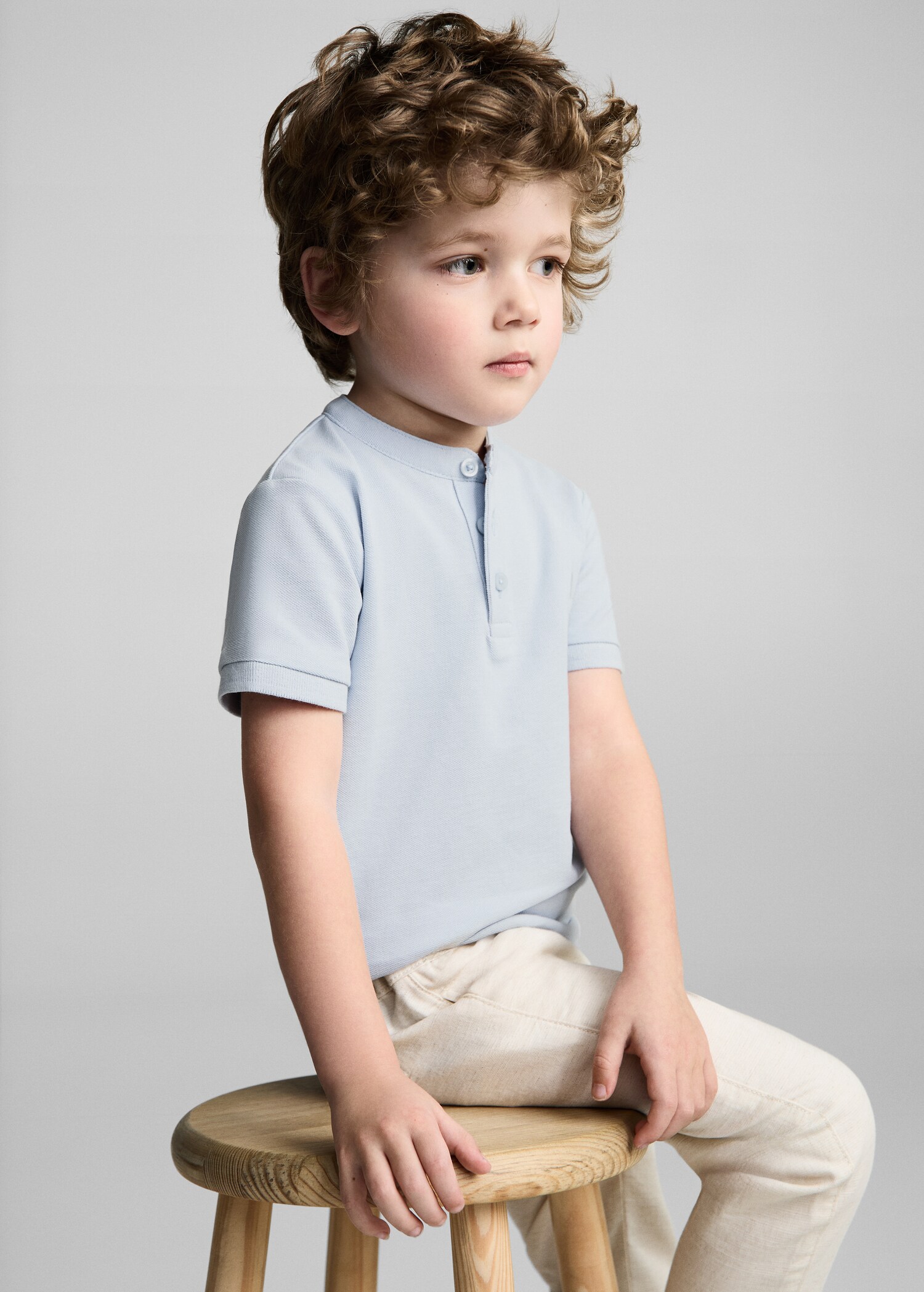 Mao collar cotton polo - Details of the article 2