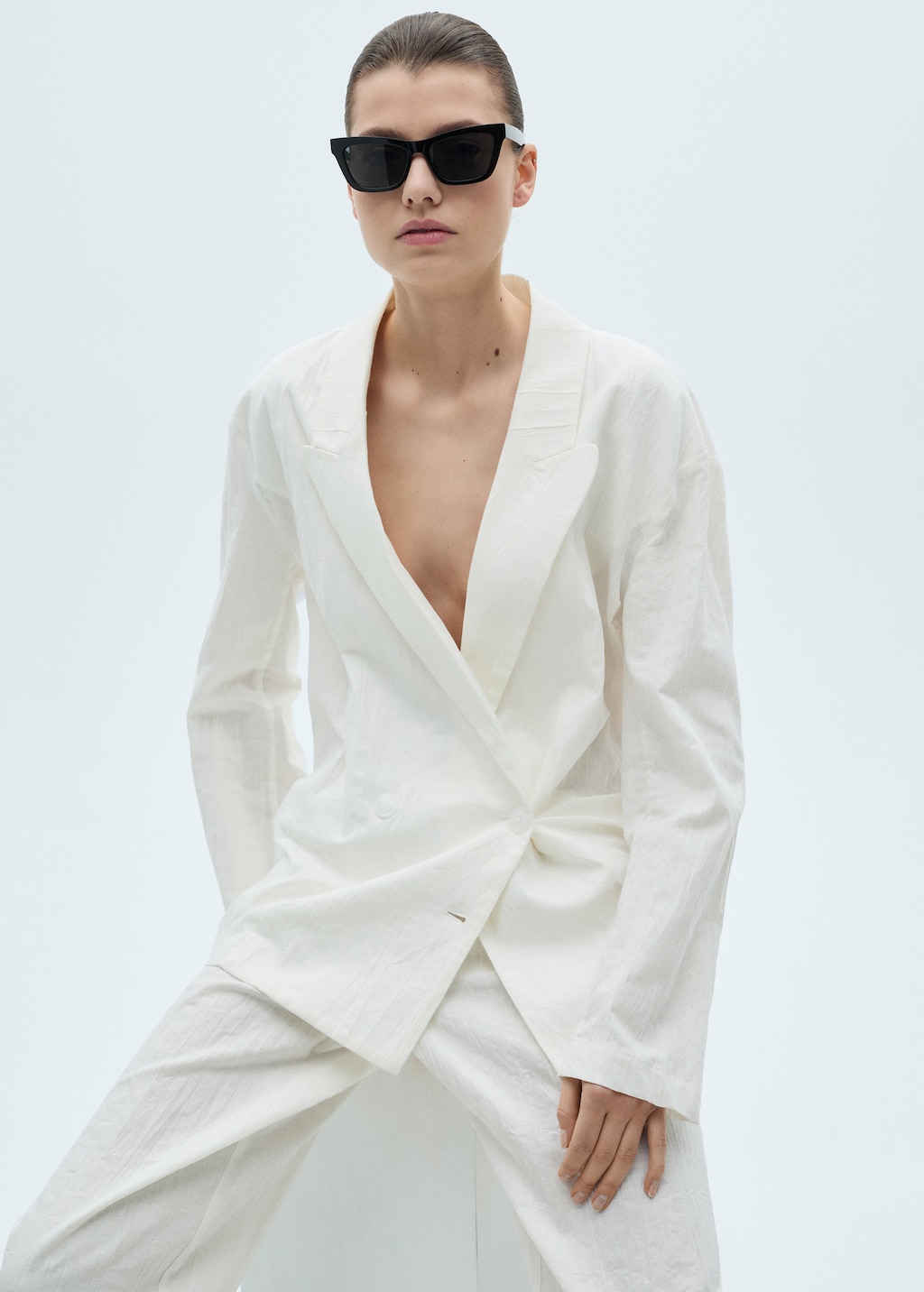 Mango Wrinkled-effect suit blazer