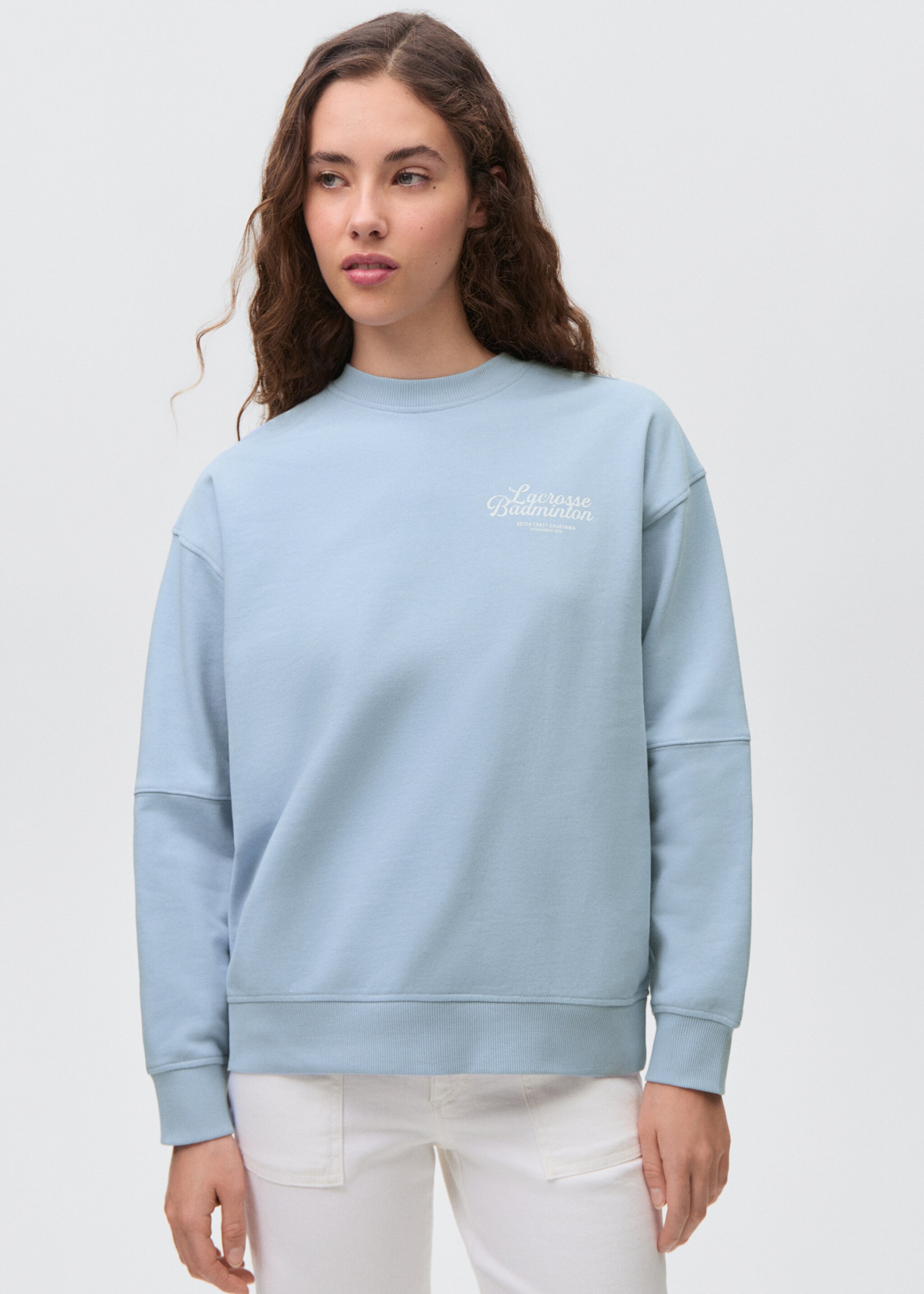 Sudadera algodón mensaje estampado - Plano medio