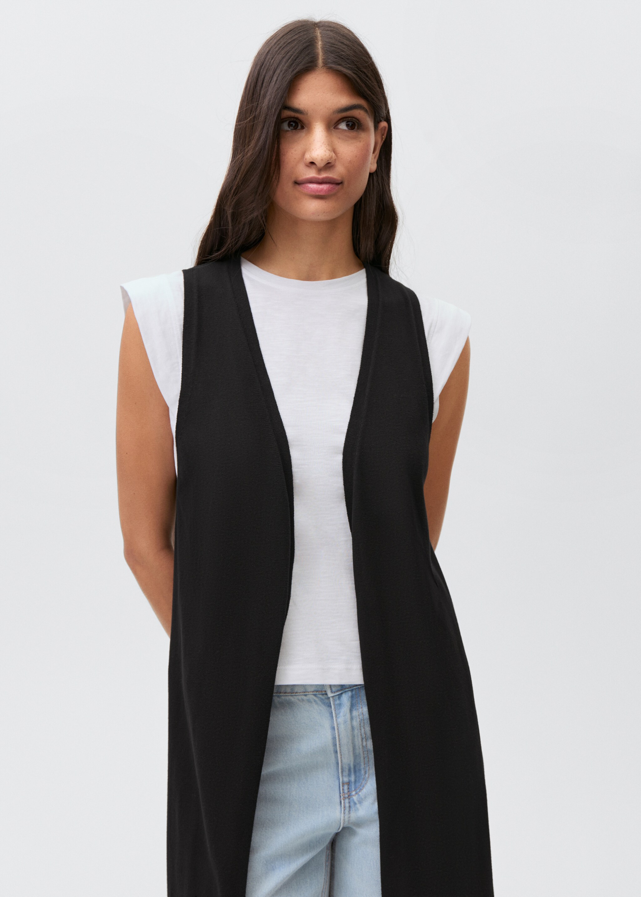 Long cotton gilet - Medium plane
