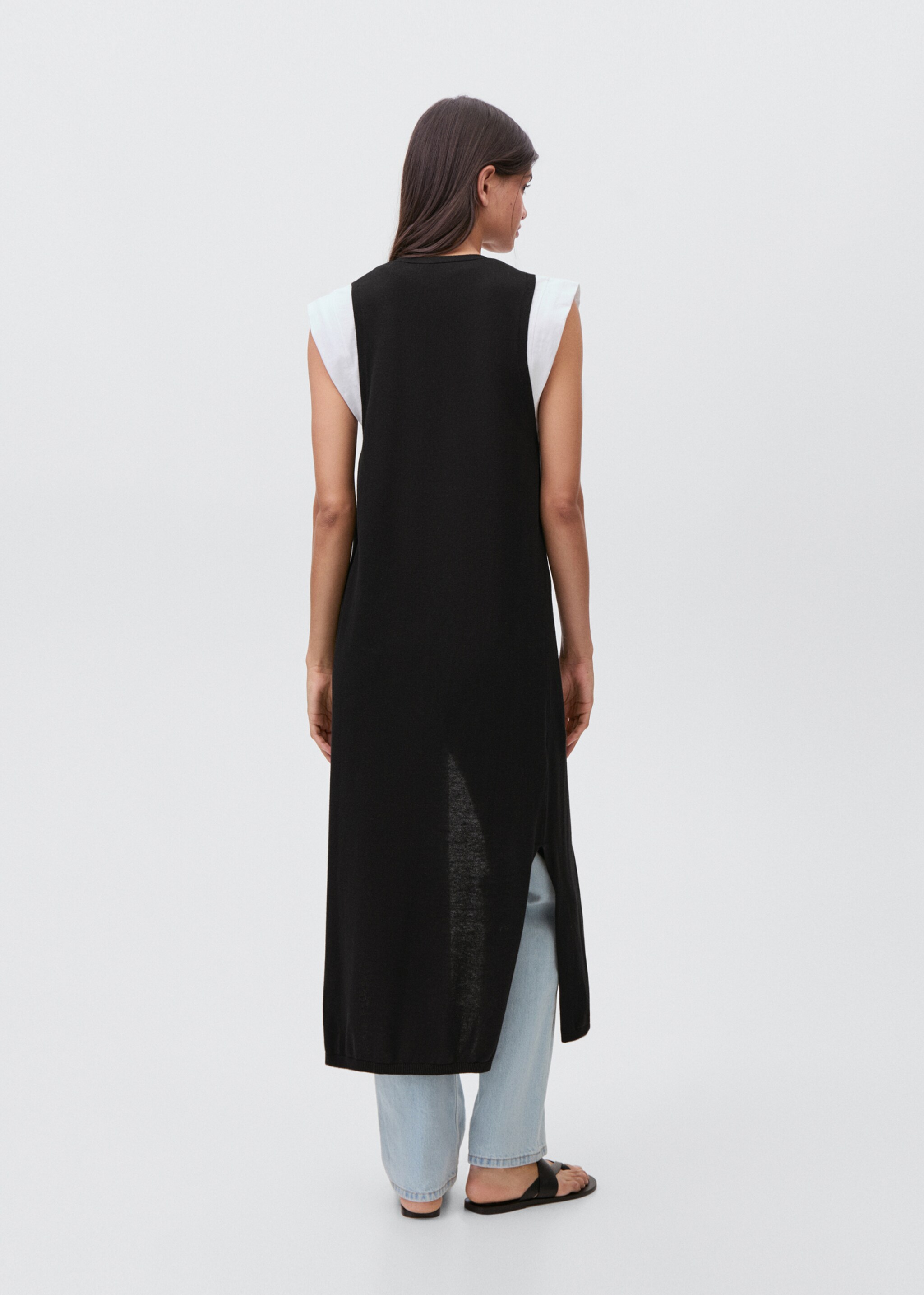 Long cotton gilet - Reverse of the article