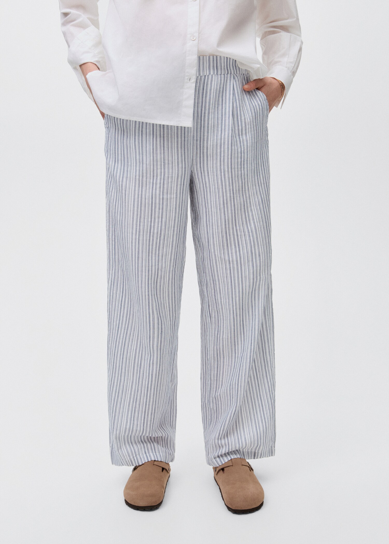 Striped cotton trousers - Medium plane