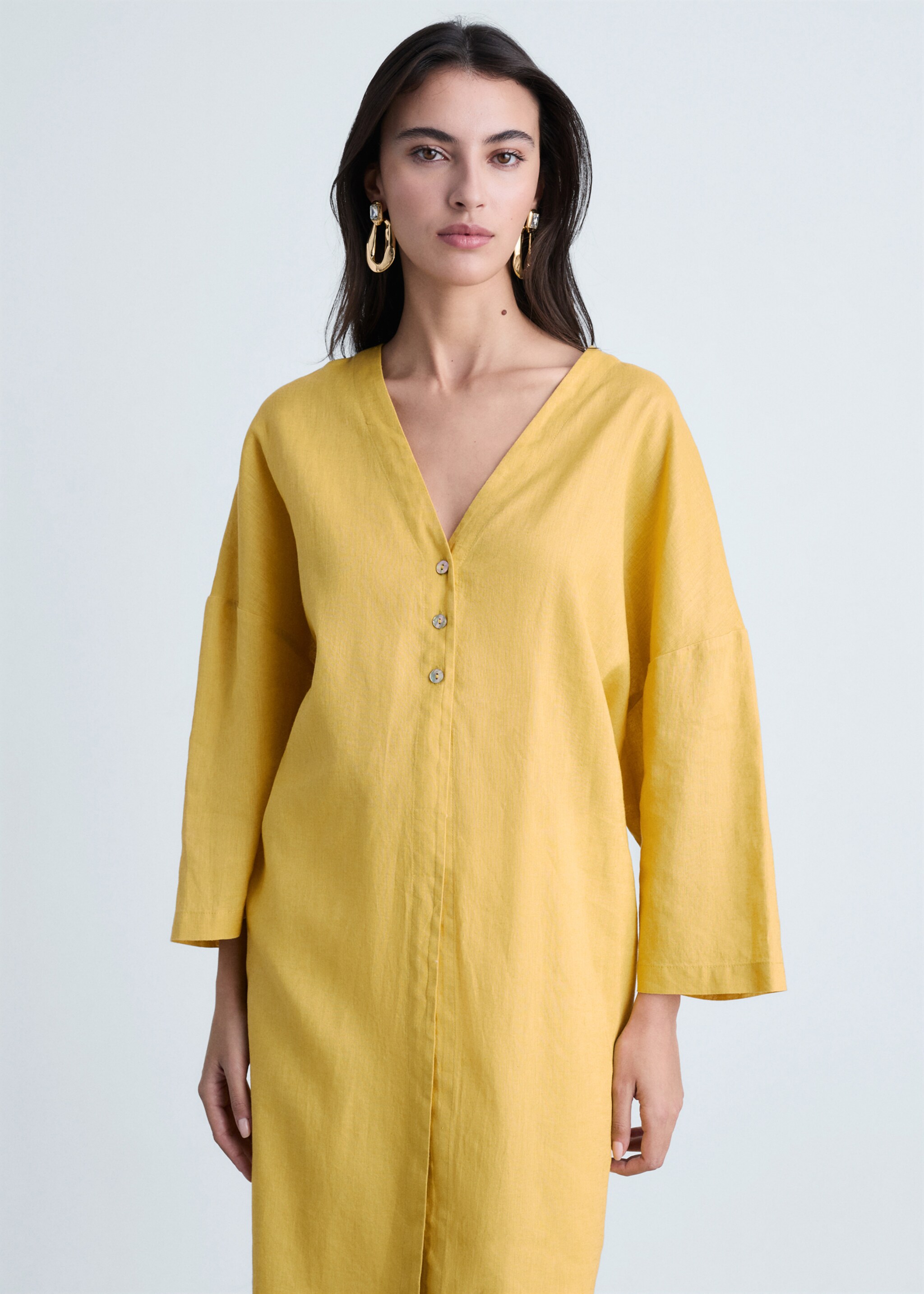 Oversize linen-blend dress - Medium plane
