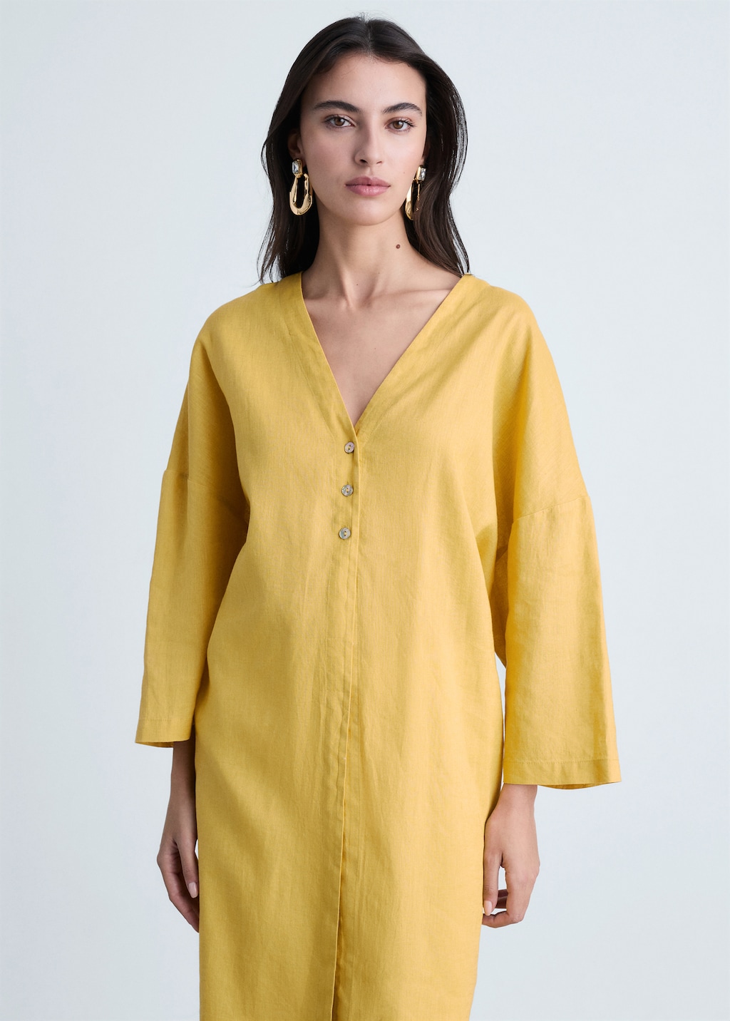 Oversize linen-blend dress
