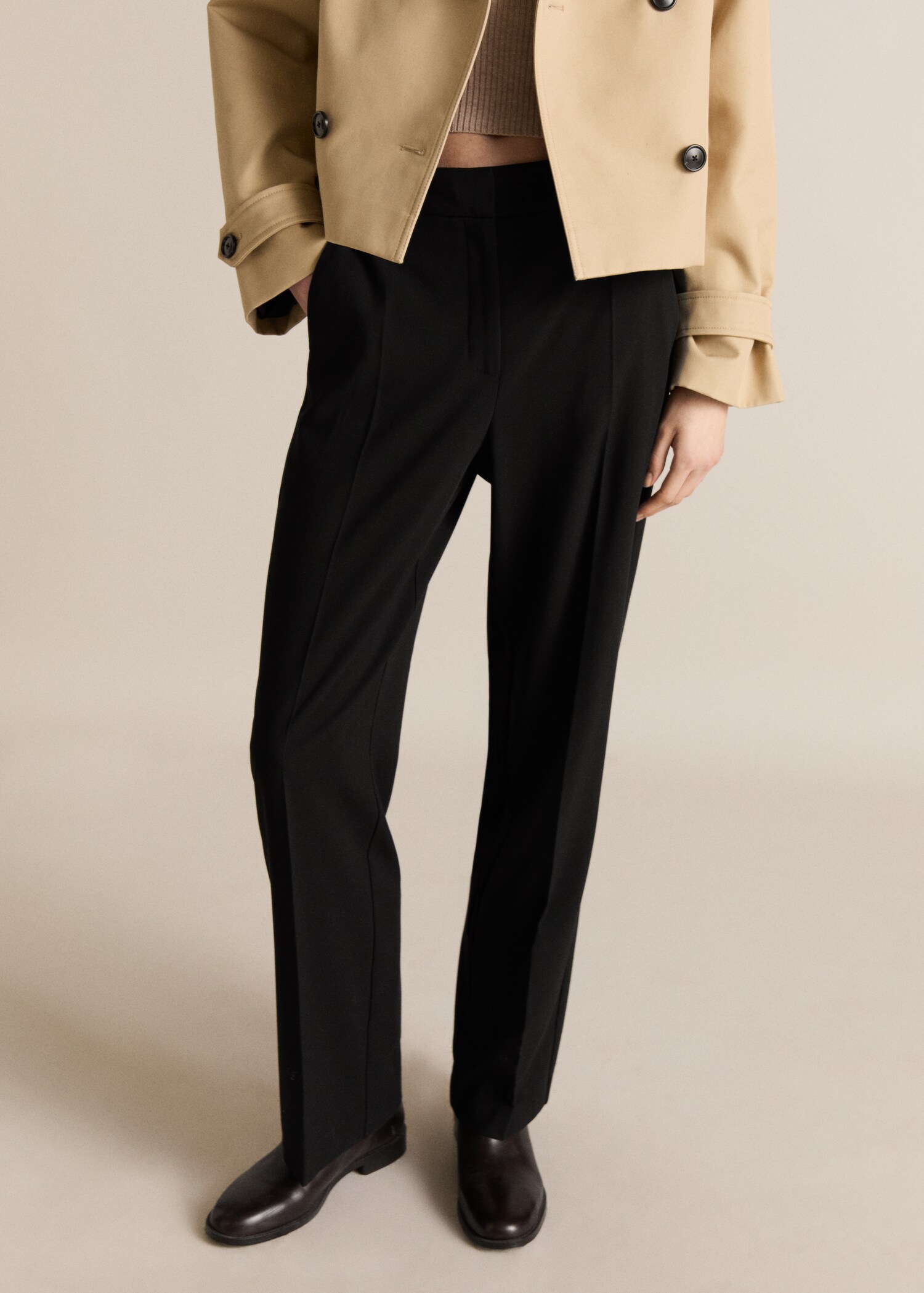 Straight mid-rise pants - Medium plane