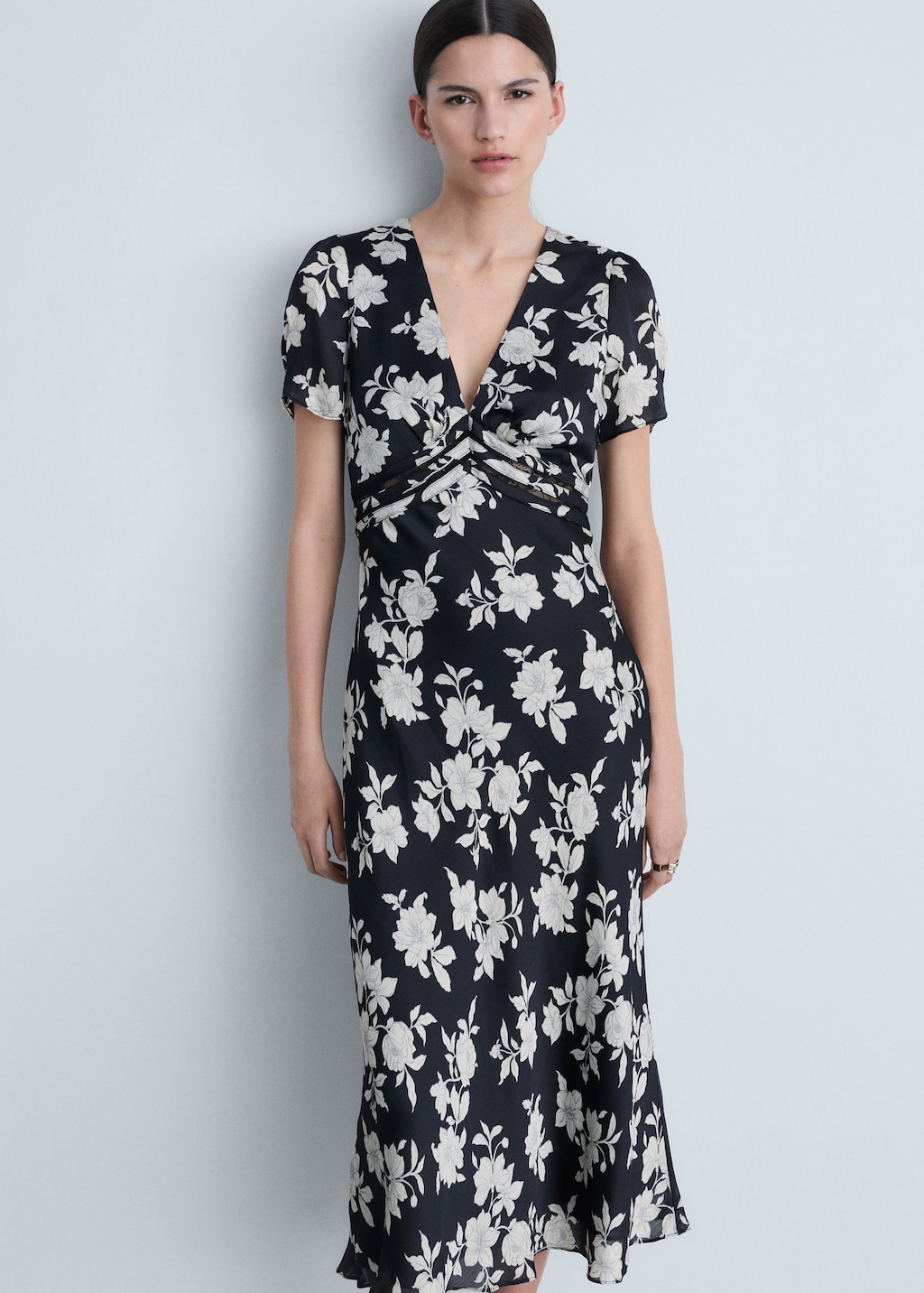 Mango Floral-print flared dress