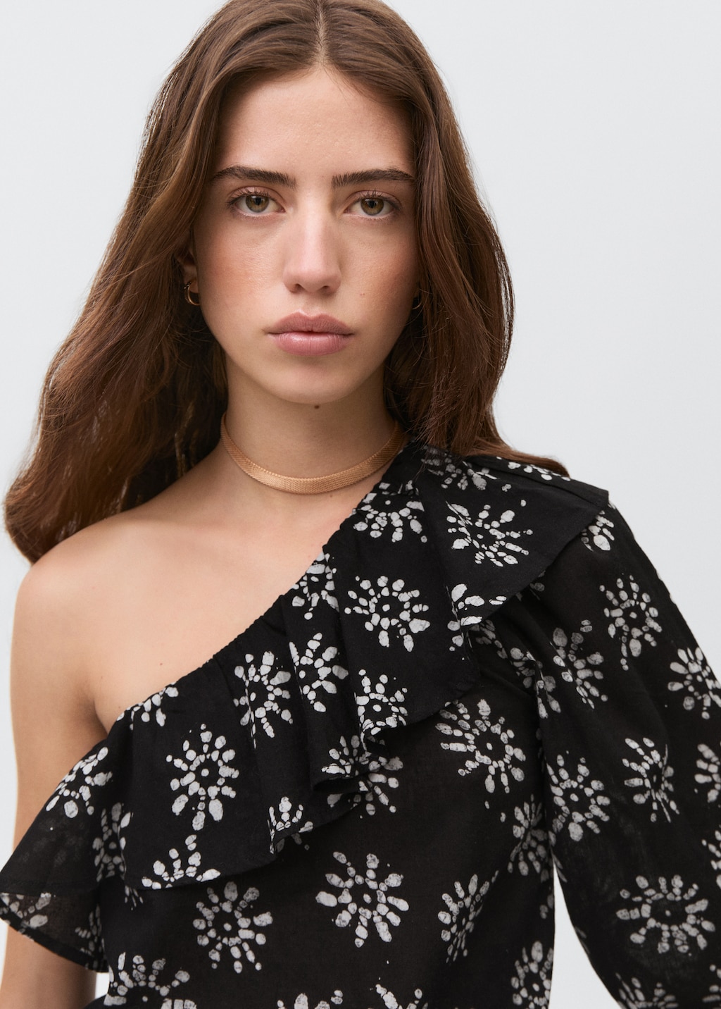 Asymmetrical printed blouse