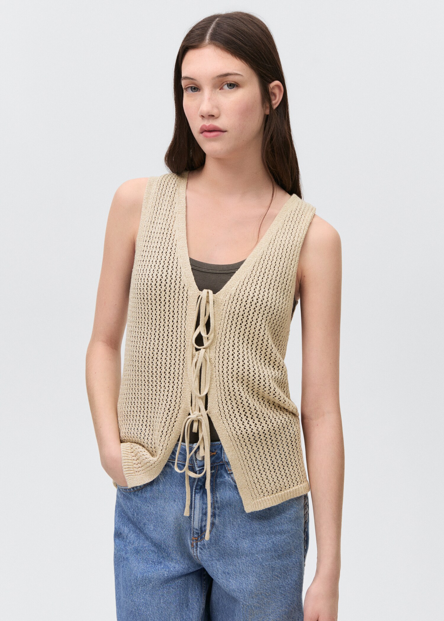 Gilet maille ajourée - Plan moyen