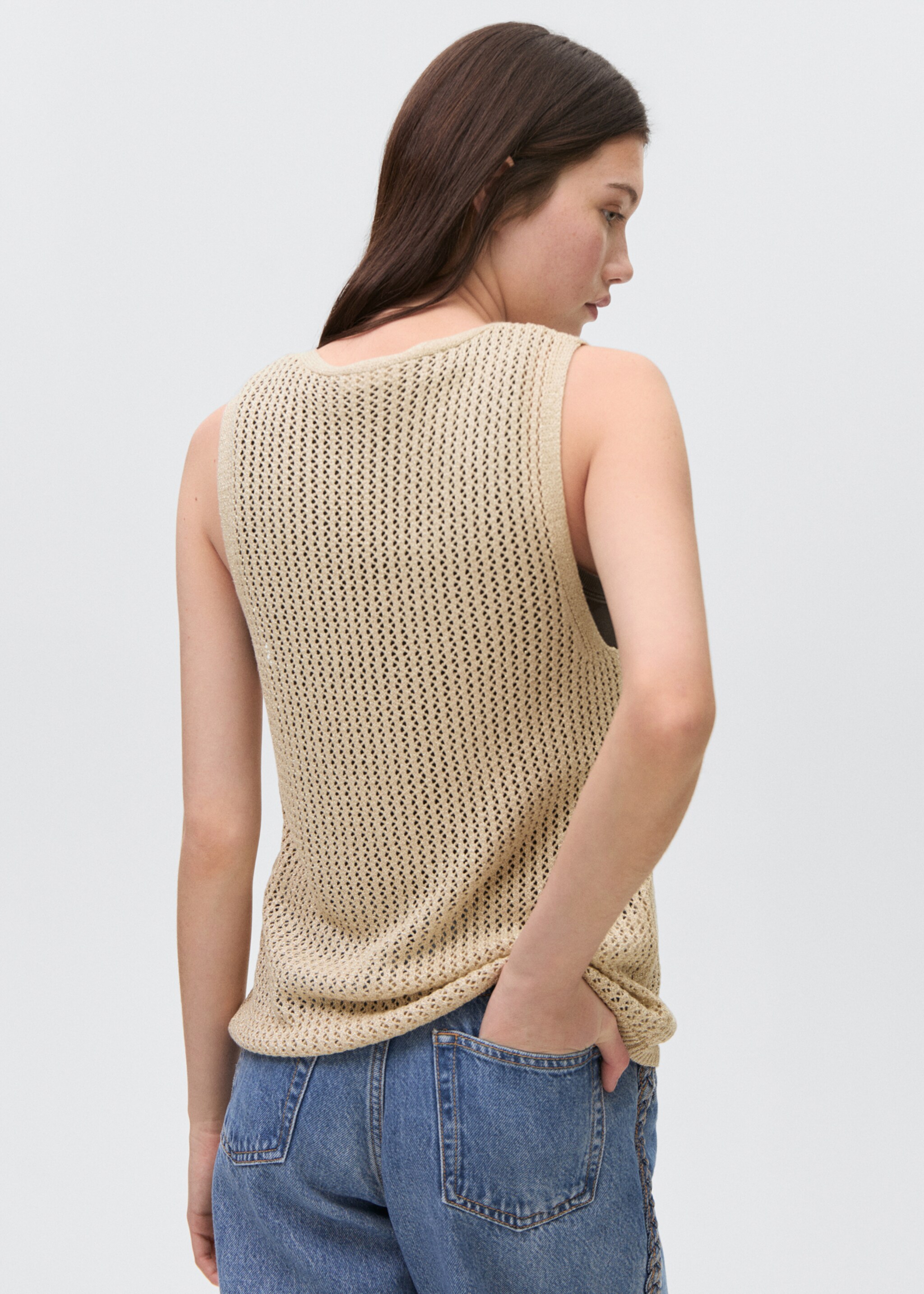 Openwork knitted waistcoat - Reverse of the article