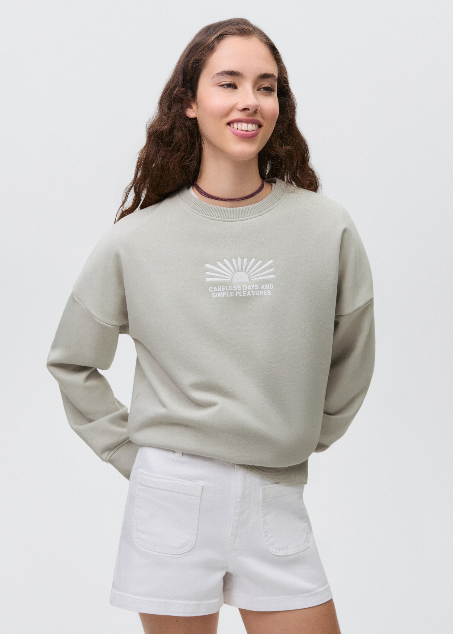 Sudadera algodón estampada - Plano medio