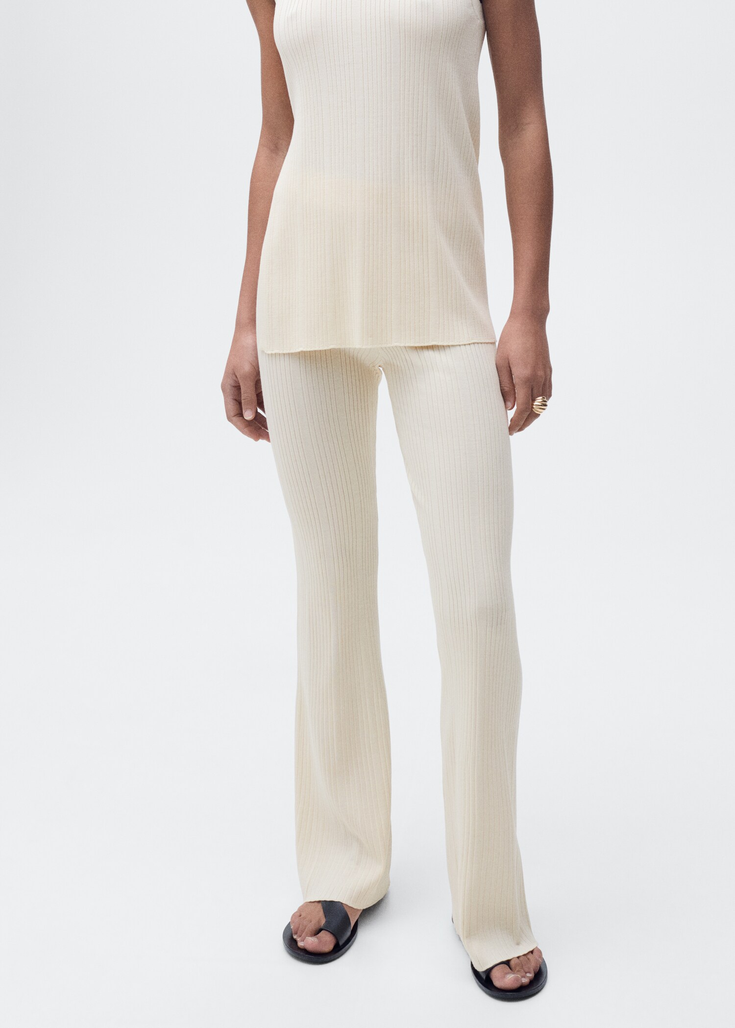 Flared rib-knit trousers - Reverse of the article