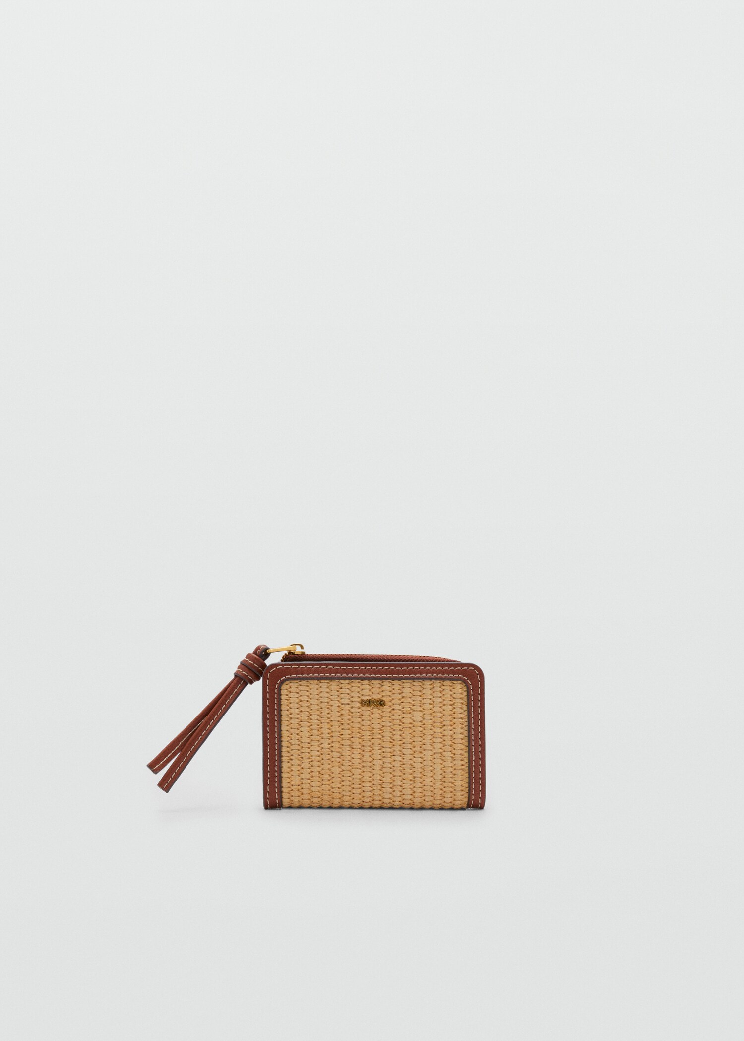 Raffia-effect wallet with flap - Article without model