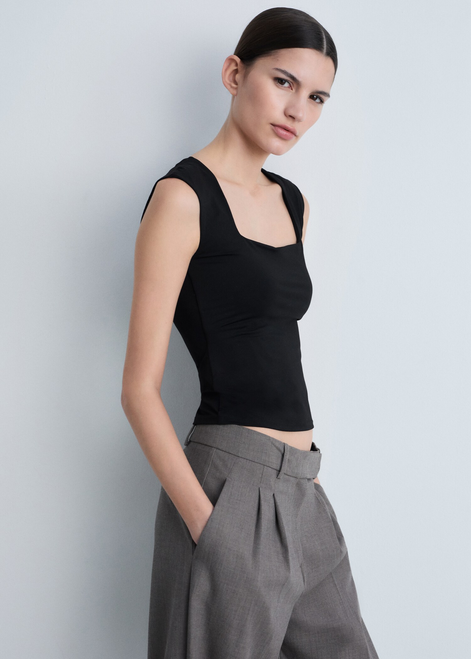 Square-neck strappy top - Medium plane
