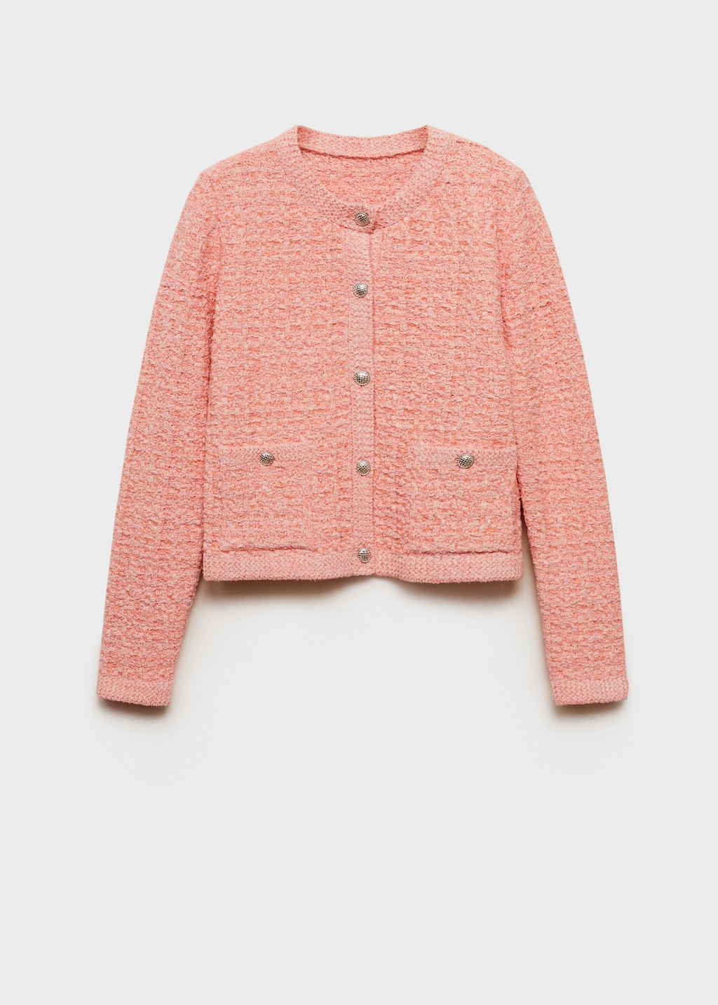 Tweed-effect jacket with jewel buttons - Women | MANGO USA