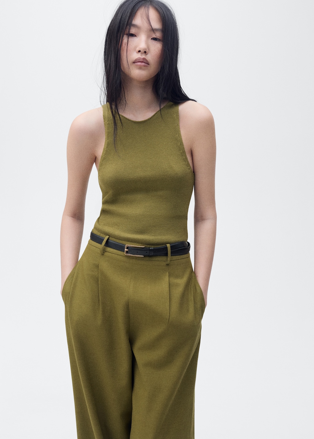 Combinaison à ceinture tissu combiné | MANGO France (La Réunion)