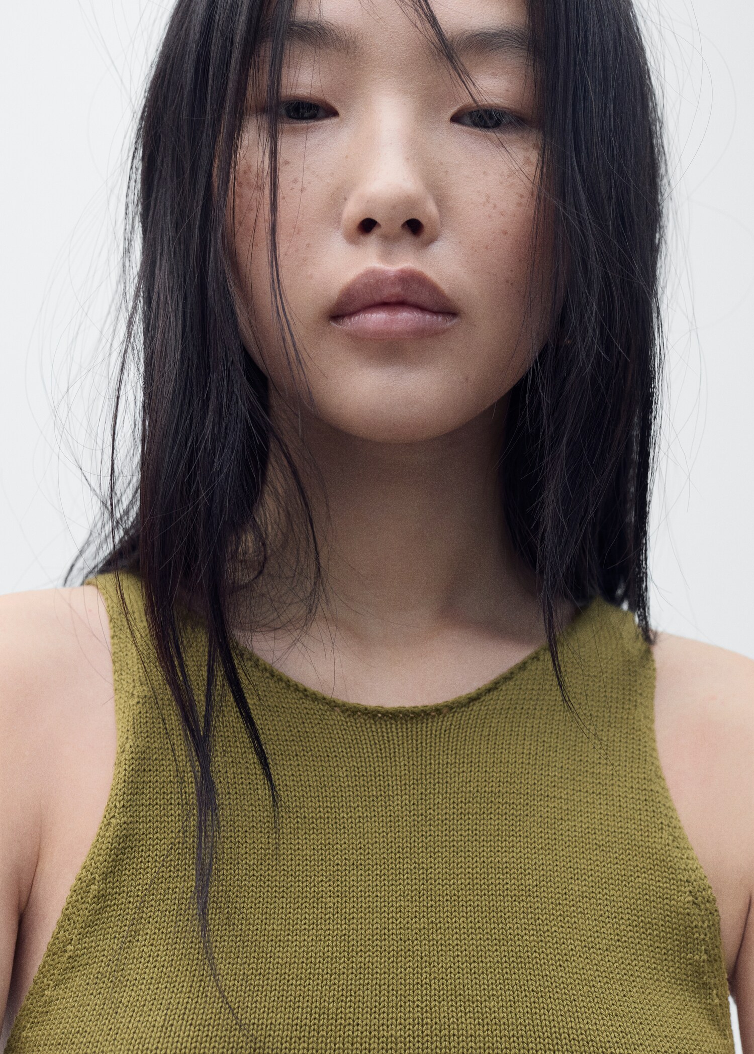 Combined-fabric jumpsuit with belt - Details of the article 1