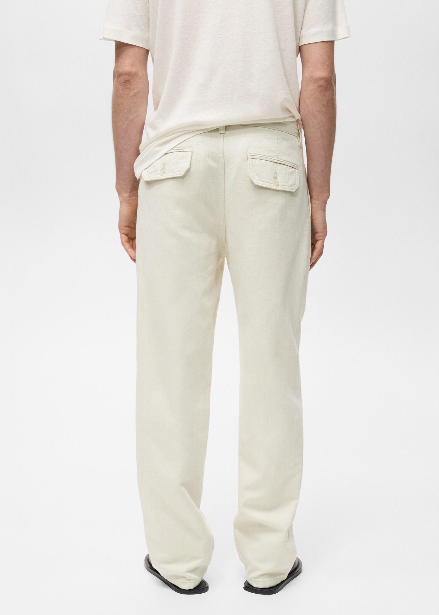 Linen-blend regular-fit pleated jeans - Reverse of the article