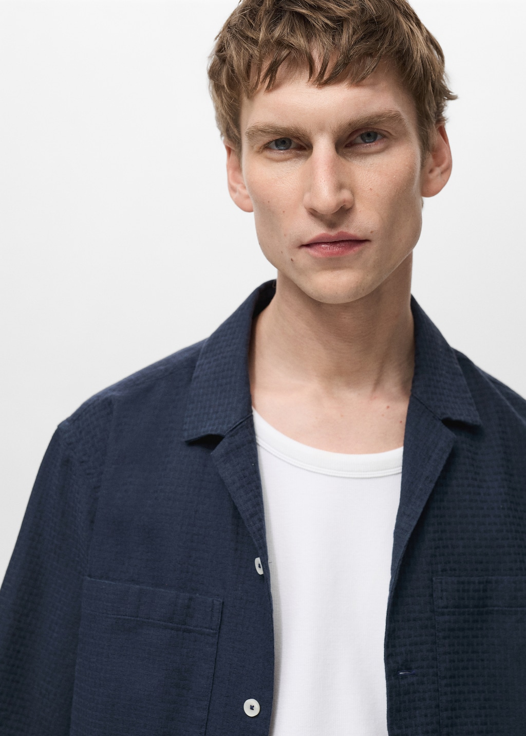 100% cotton shirt with check texture - Men | MANGO USA