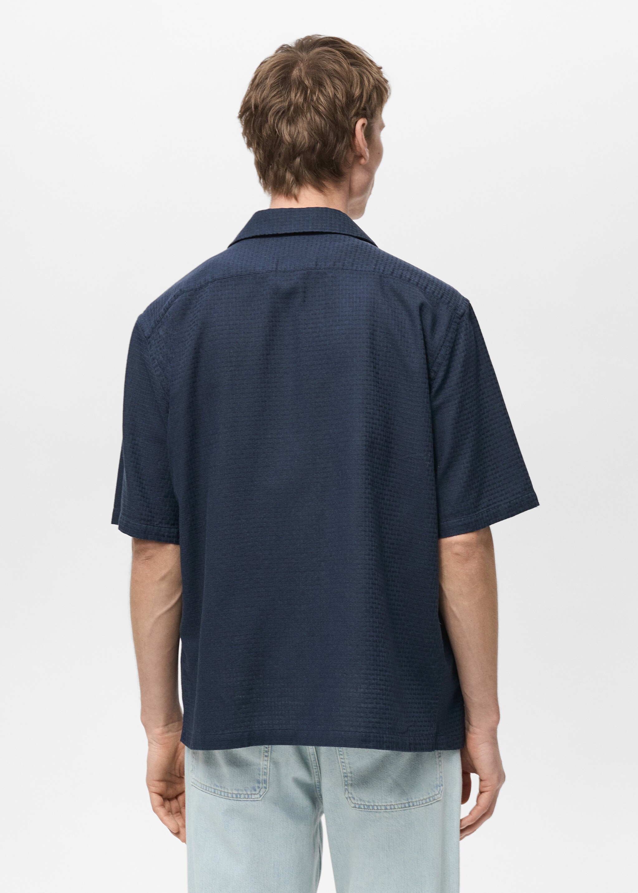 Chemise 100 % coton seersucker carreaux - Verso de l’article