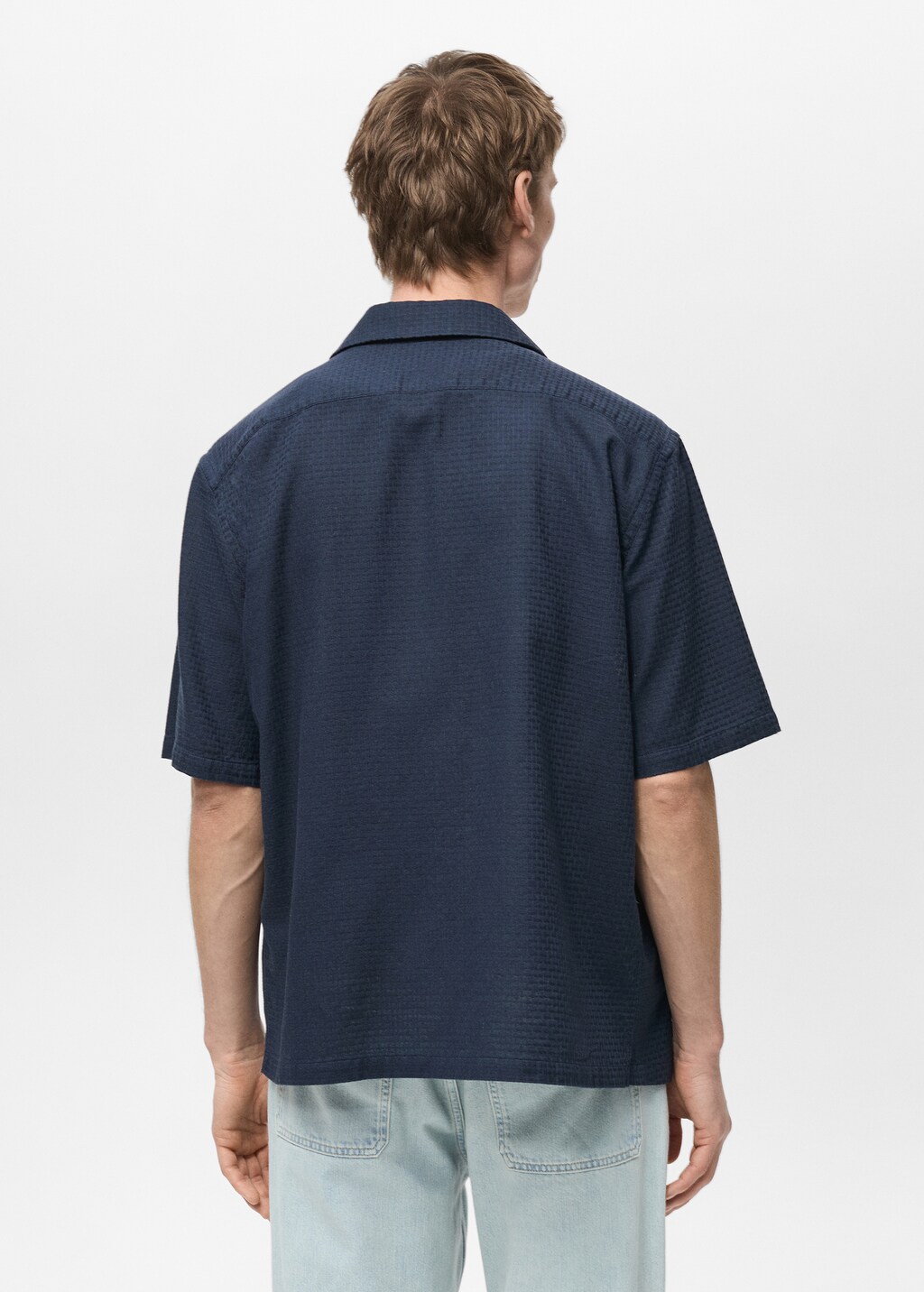 100% cotton check seersucker shirt