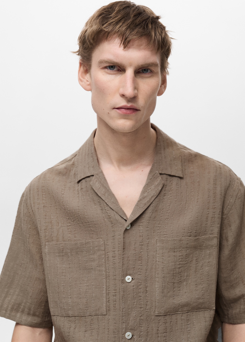 Textured linen-cotton striped shirt - Men | MANGO USA Textured linen-cotton striped shirt - Men | MANGO USA