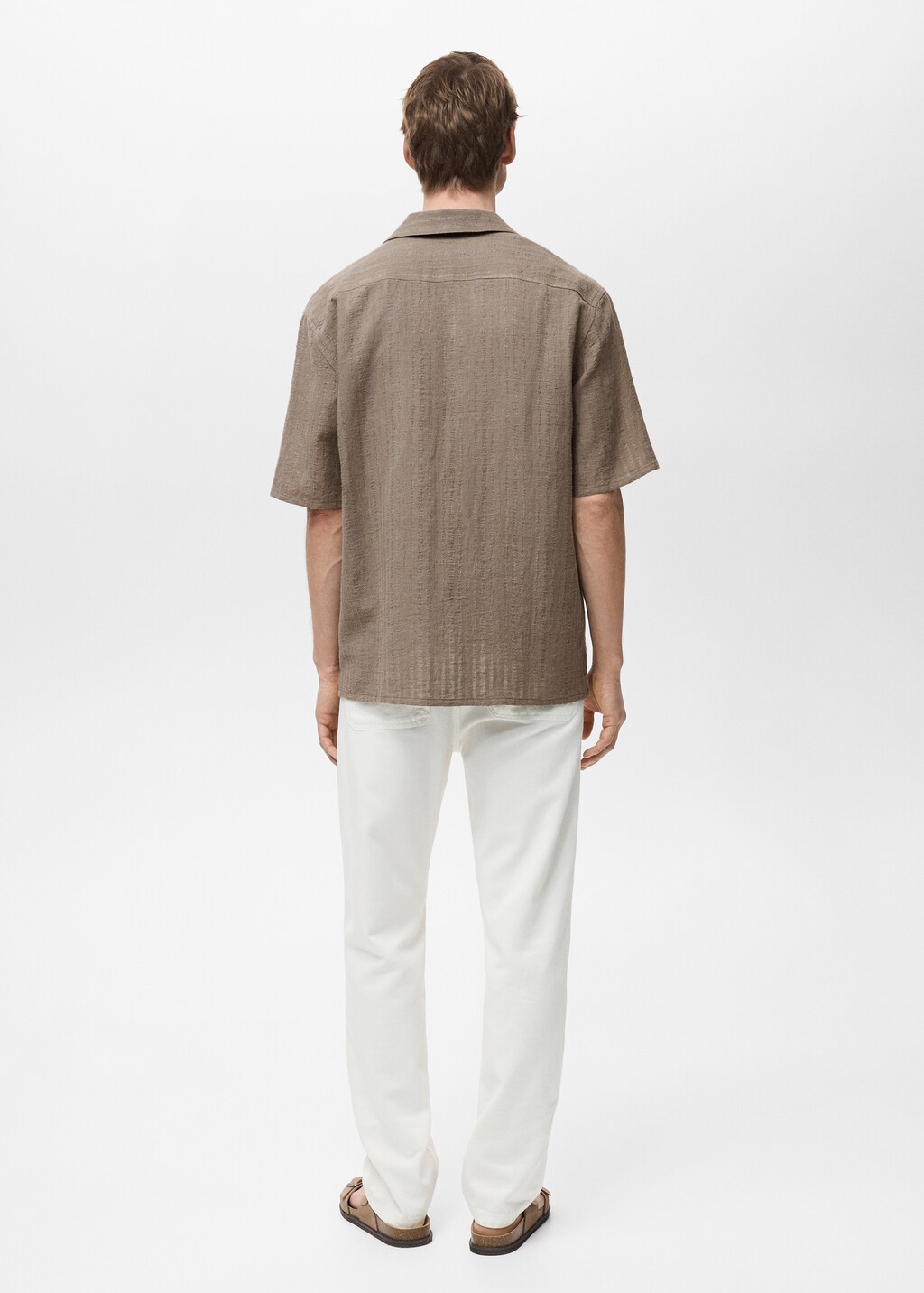 Textured linen-cotton striped shirt - Men | MANGO USA Textured linen-cotton striped shirt - Men | MANGO USA