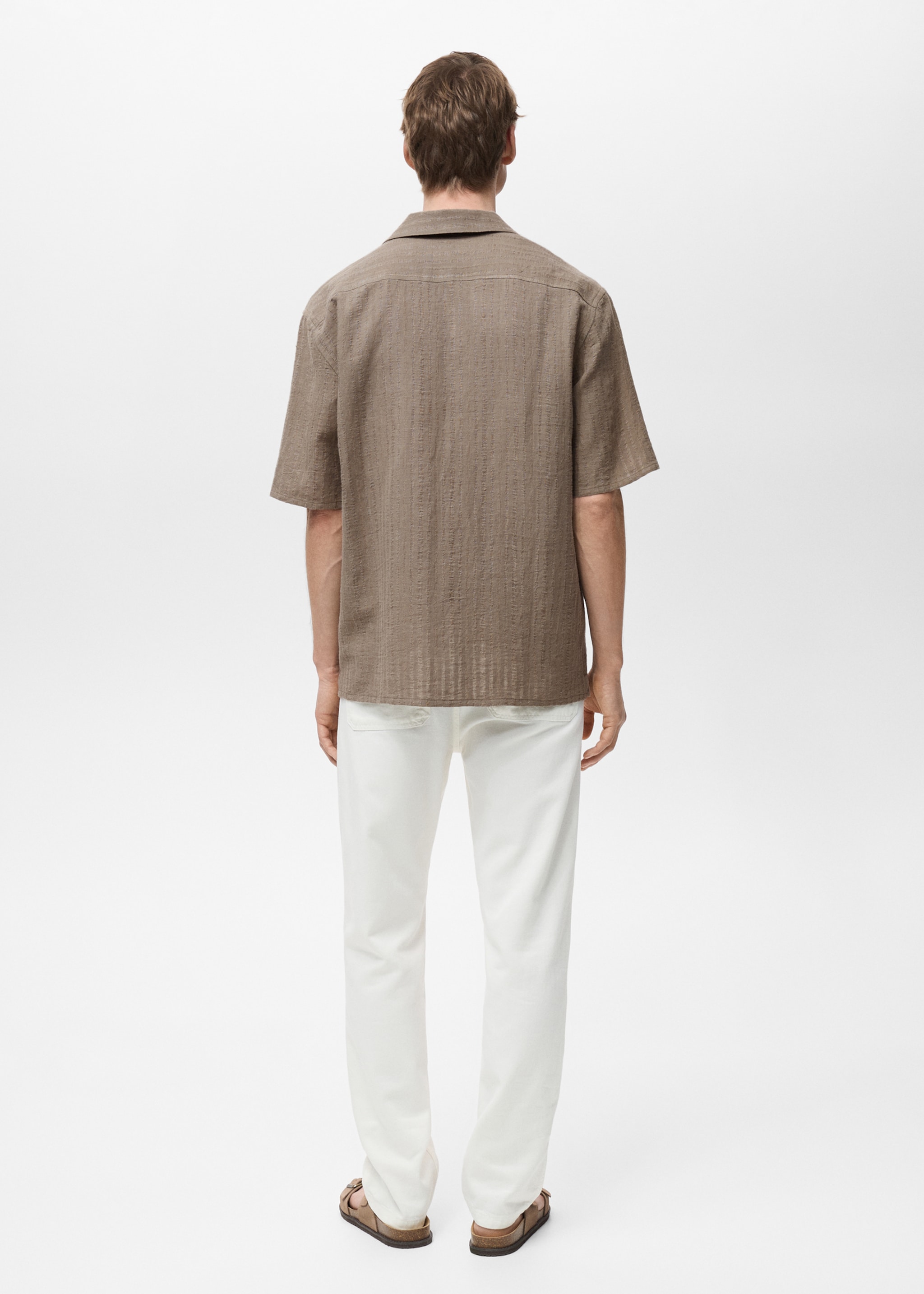 Textured linen-cotton striped shirt - Reverse of the article