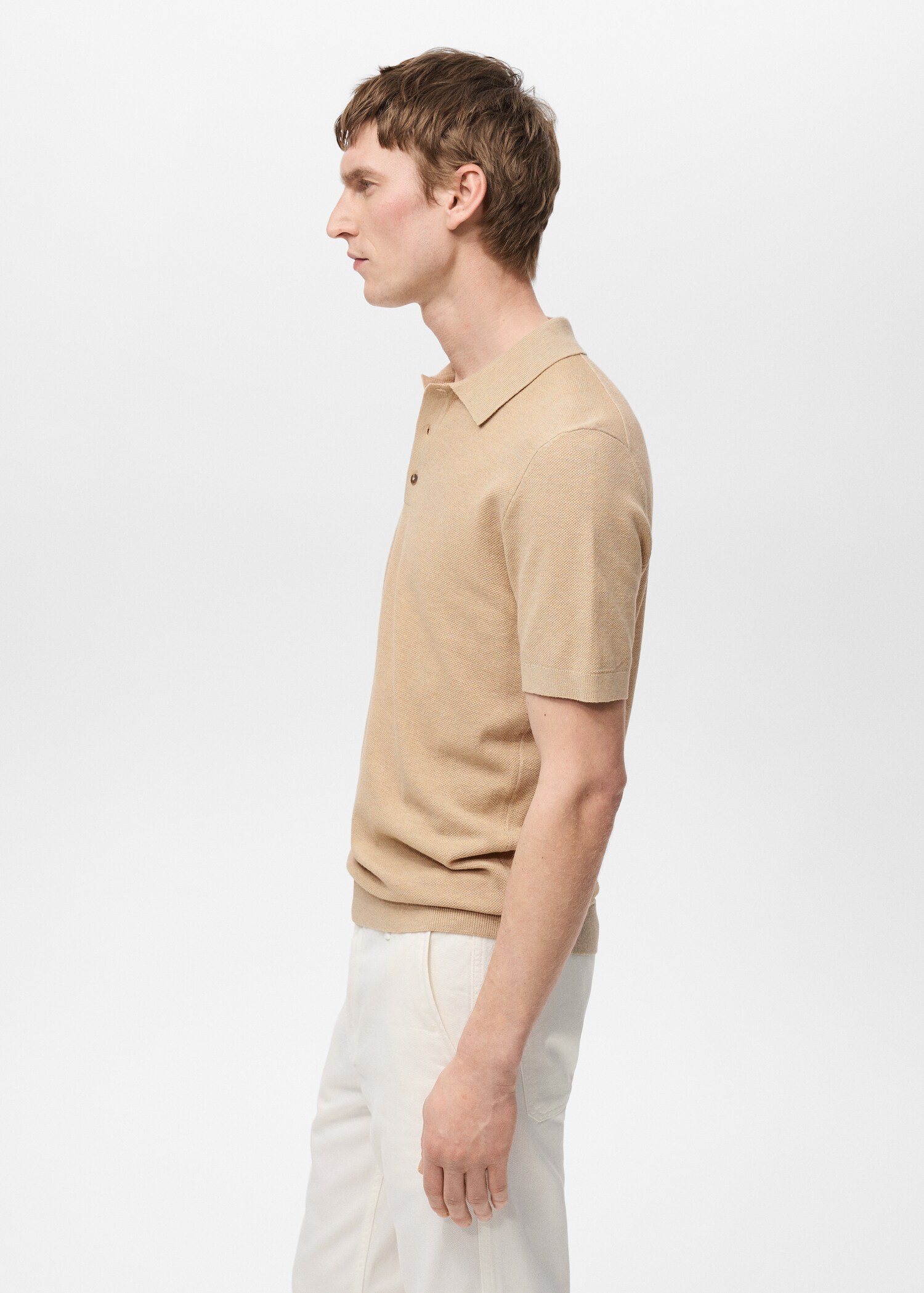 Structured knitted slim-fit polo shirt - Details of the article 2