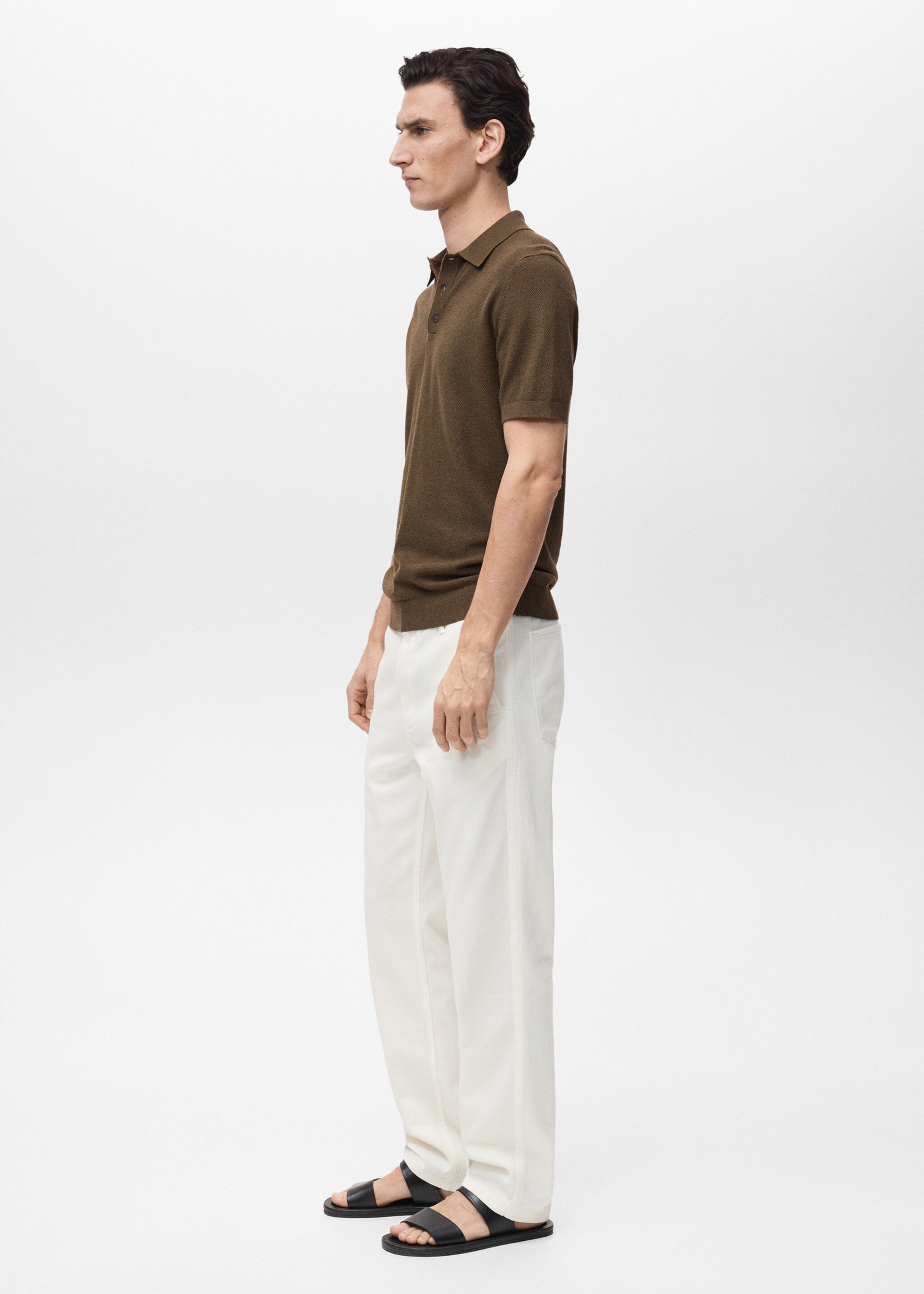 Structured knitted slim-fit polo shirt - Details of the article 2