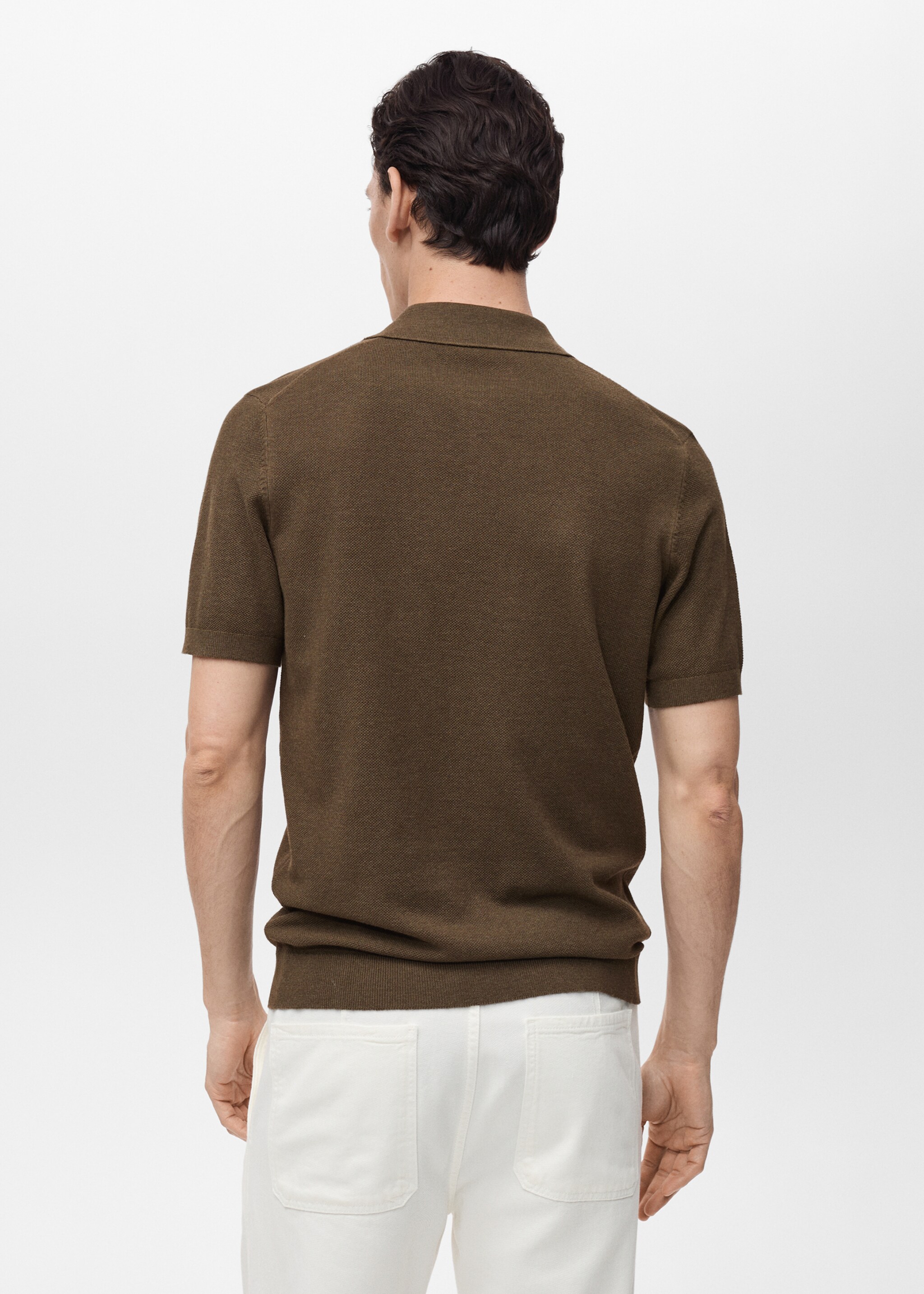 Structured knitted slim-fit polo shirt - Reverse of the article