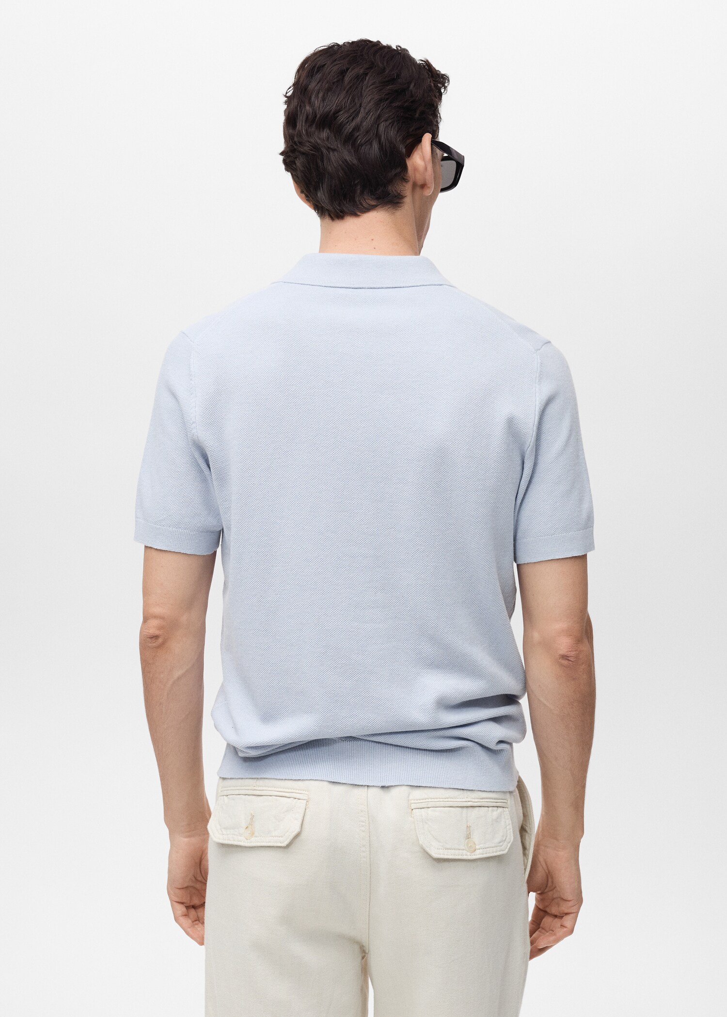 Structured knitted slim-fit polo shirt - Reverse of the article
