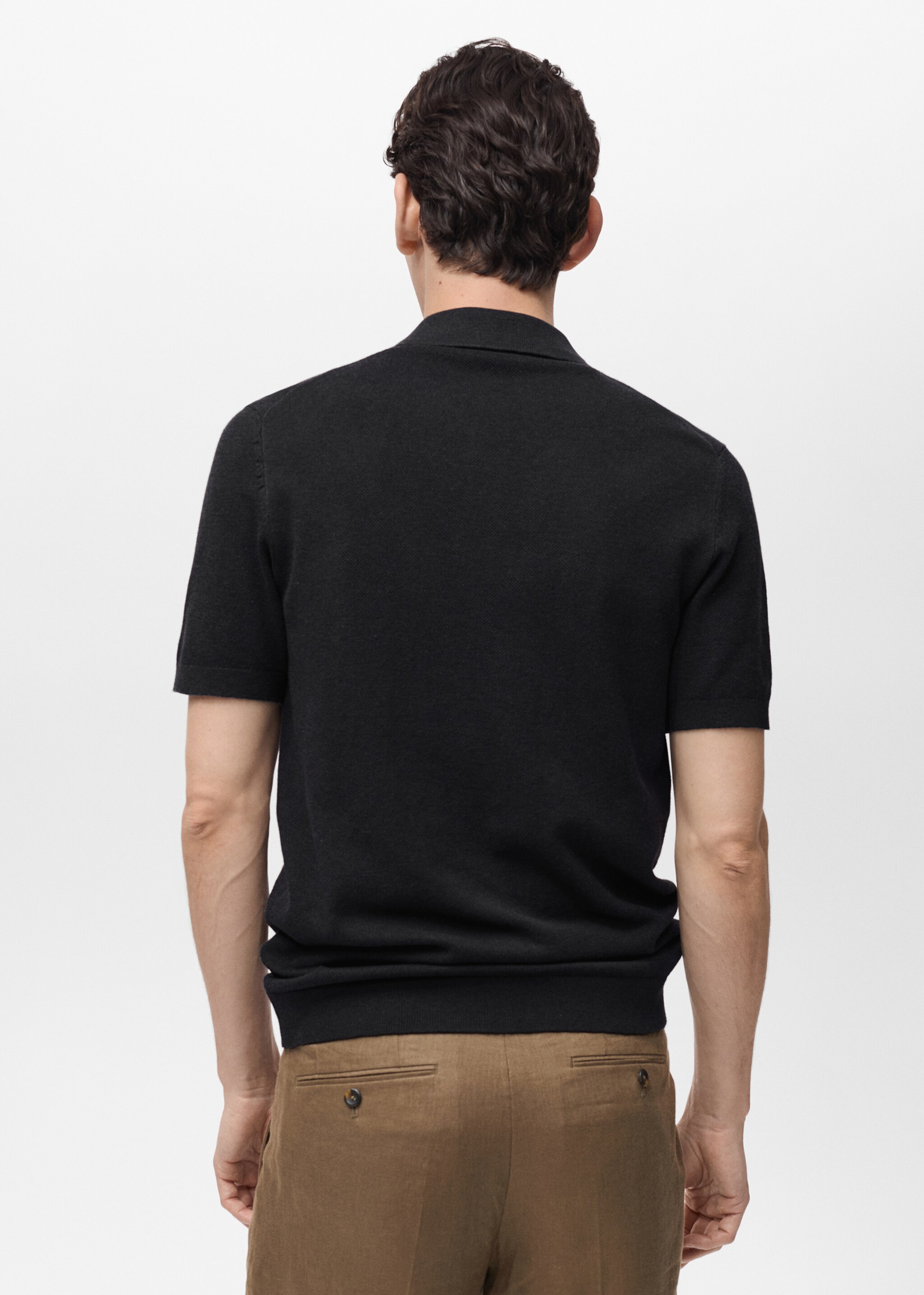 Structured knitted slim-fit polo shirt - Reverse of the article