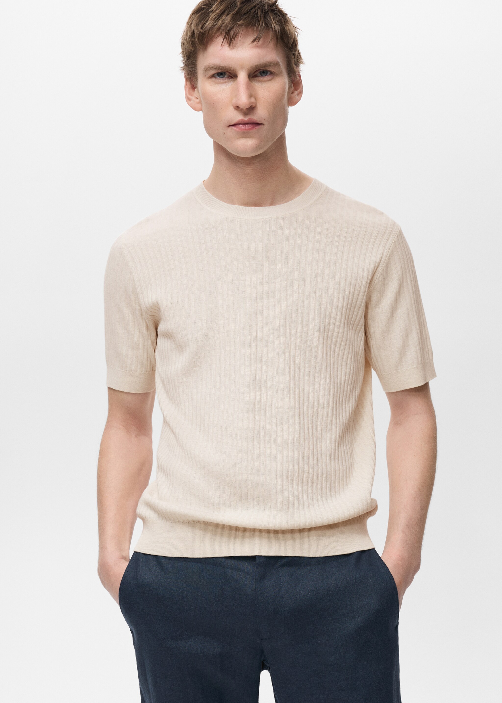 Textured striped T-shirt - Medium plane