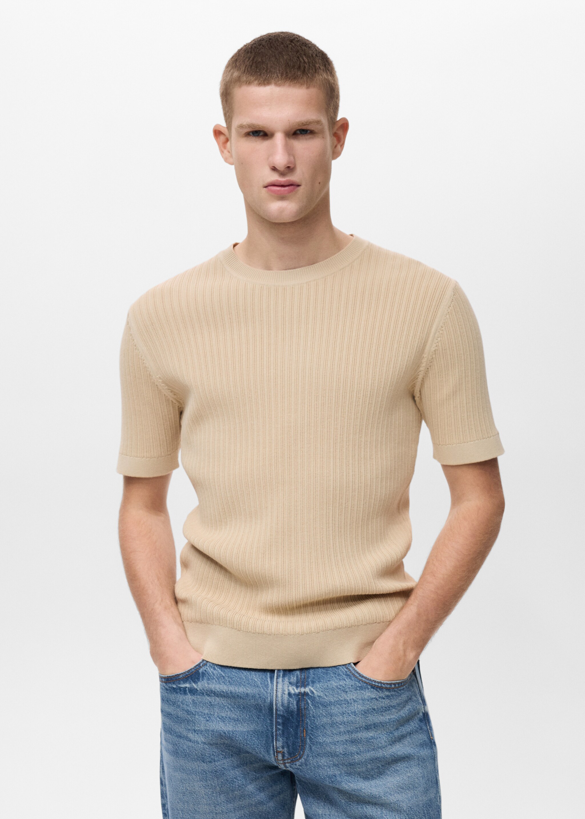 Braided cotton knitted T-shirt - Medium plane