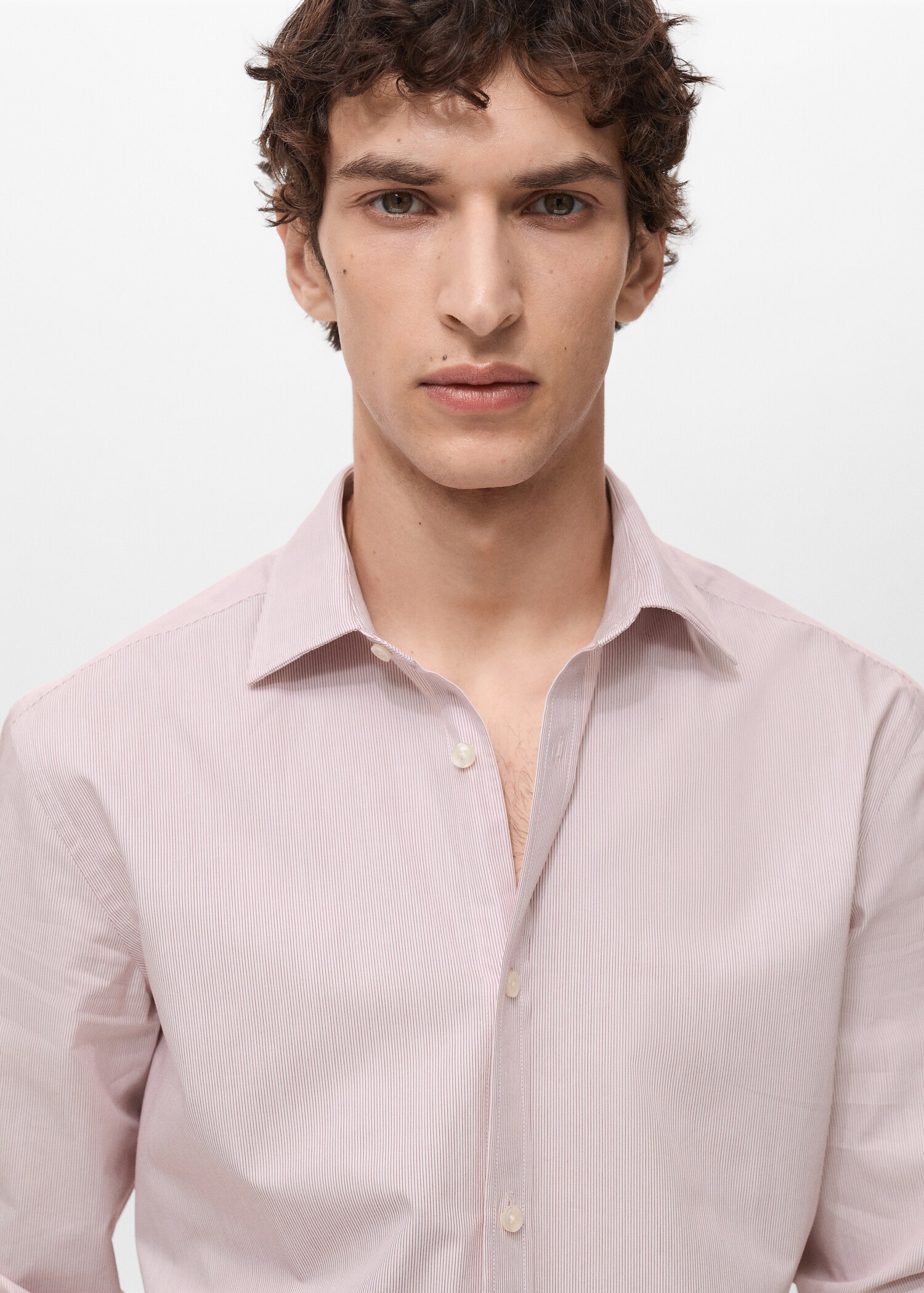 100% cotton slim-fit striped shirt - Details of the article 1