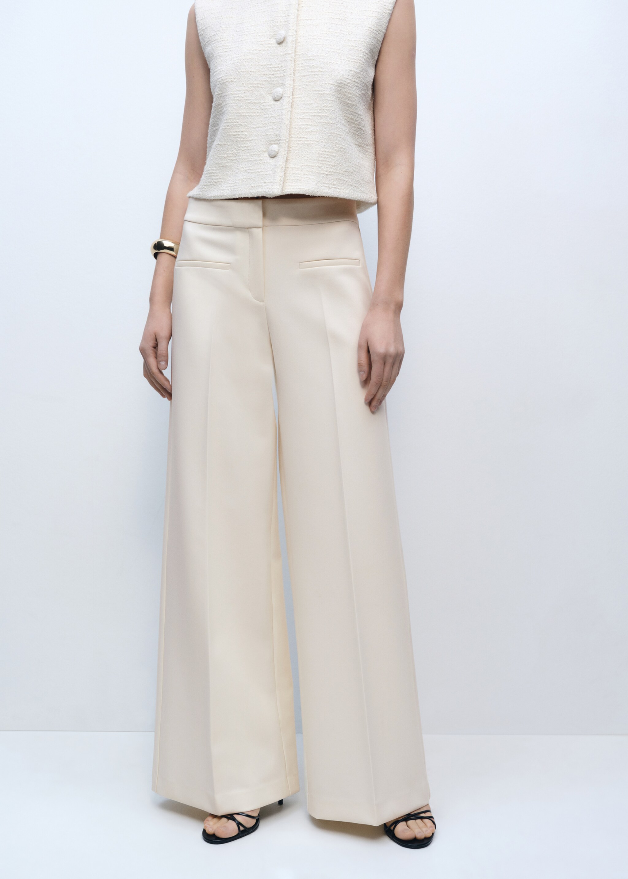 Pantalon wideleg taille normale à poches - Plan moyen