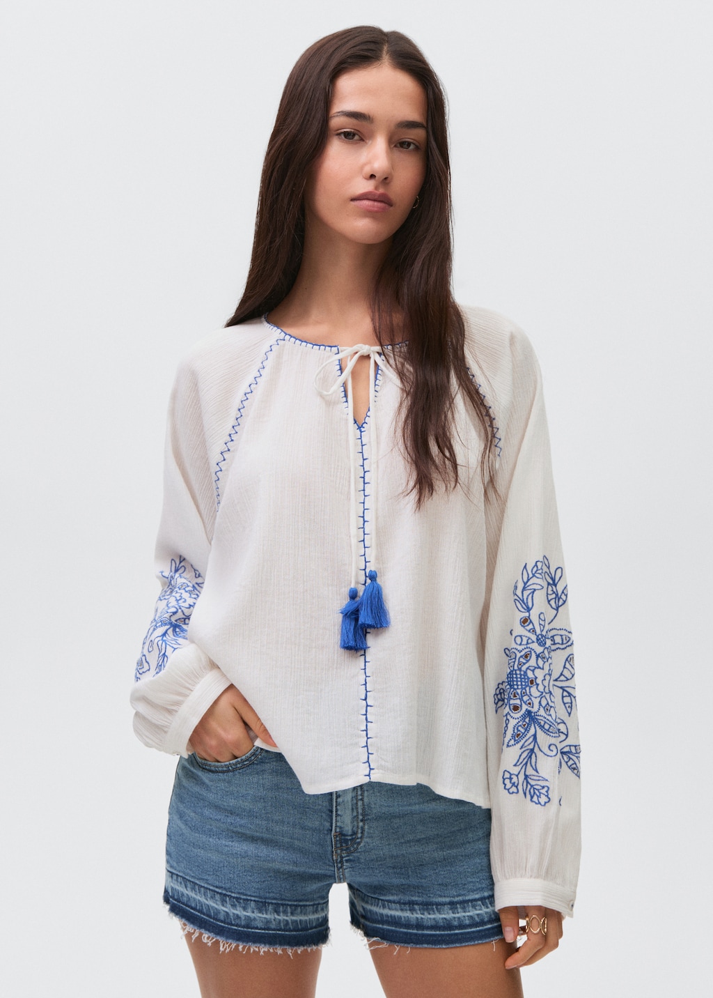 【全品送料無料】 - blouse puff-sleeve Embroidered Teen Canada MANGO | トップス