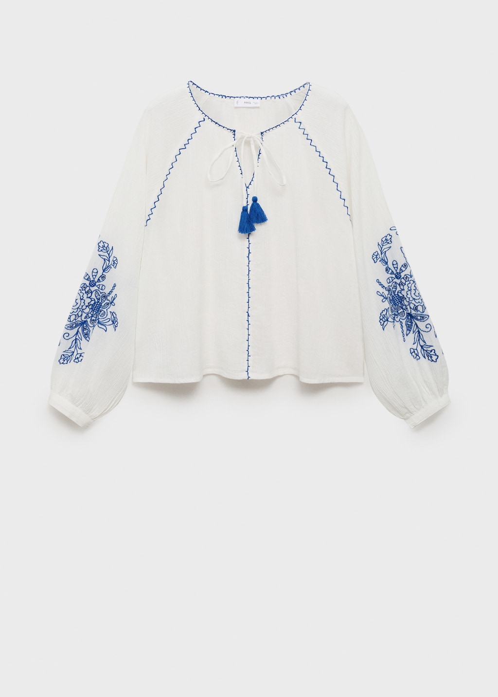 Embroidered puff-sleeve blouse - Teen | MANGO Canada