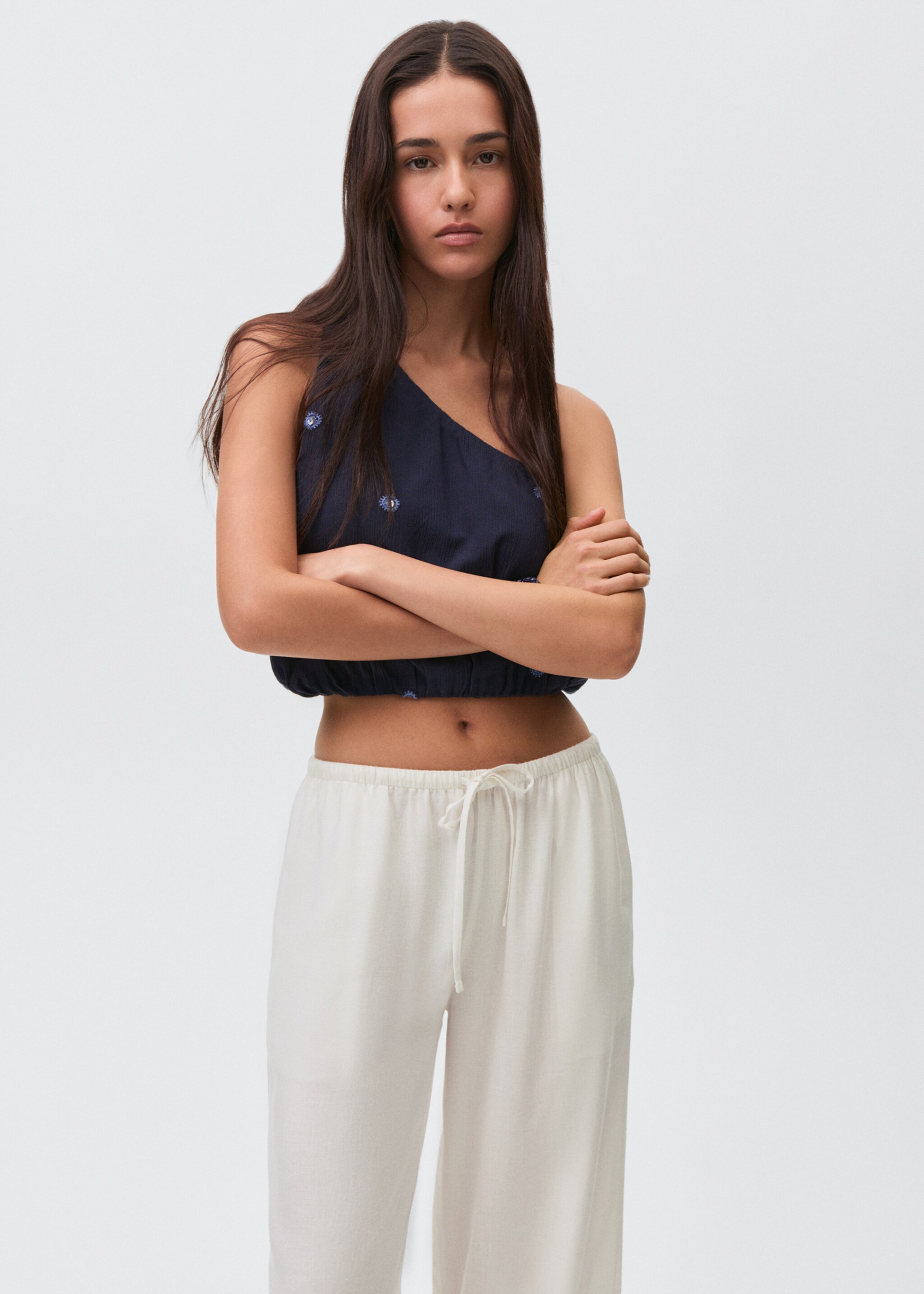 Linnen straight-fit broek - Middenvlak