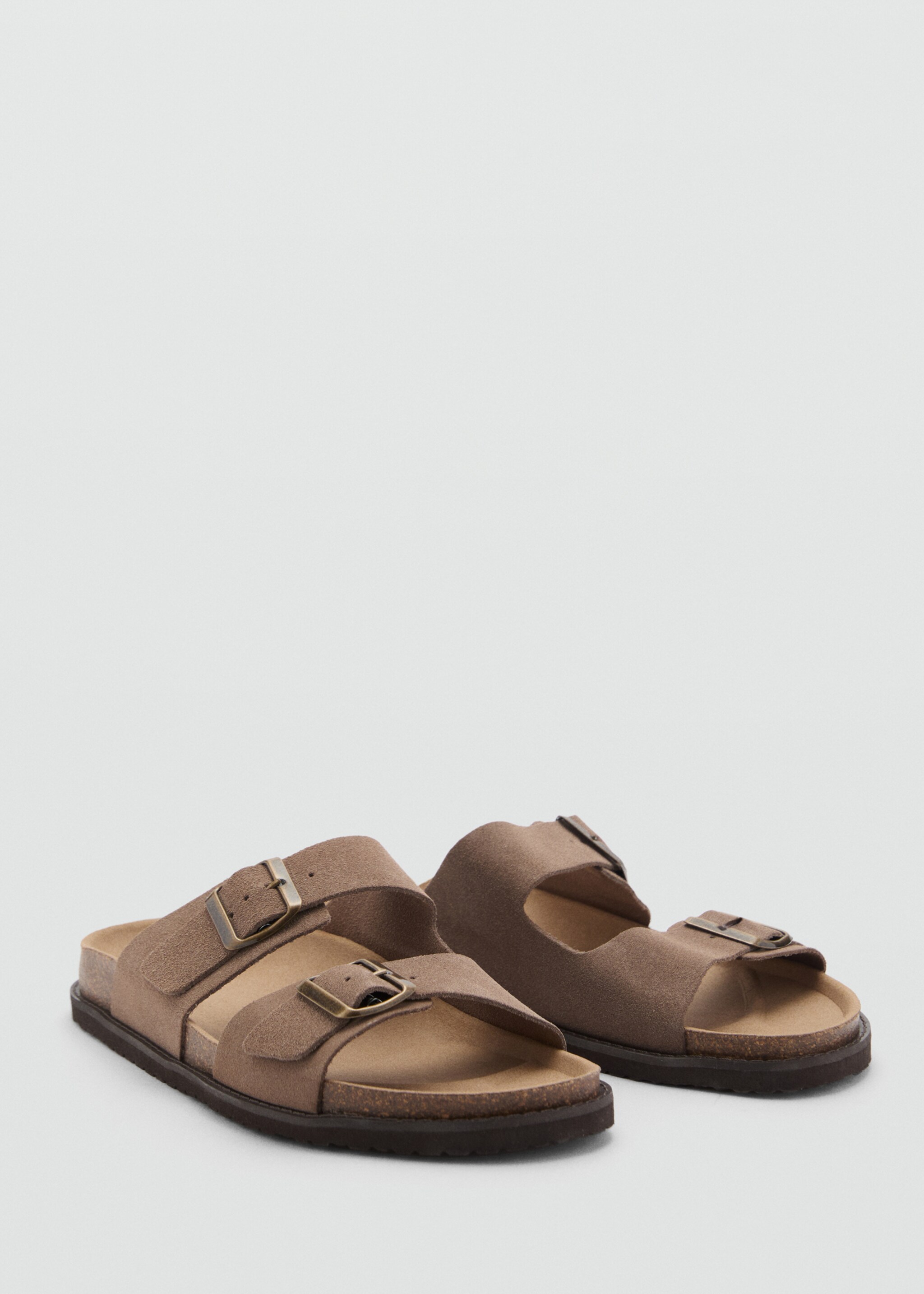 Split leather sandals with buckle - Medium plane