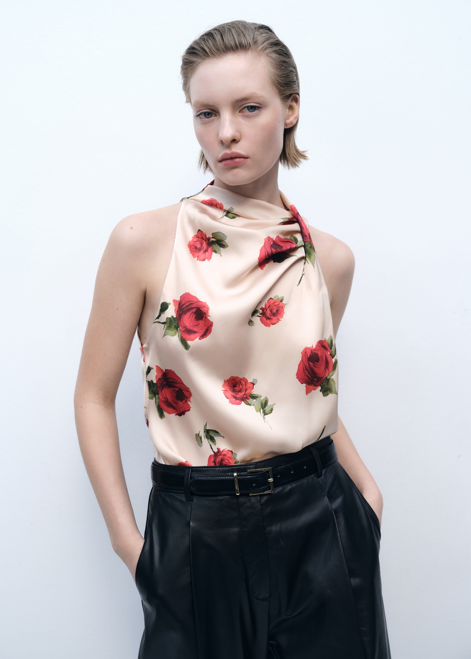 Floral satin blouse - Medium plane