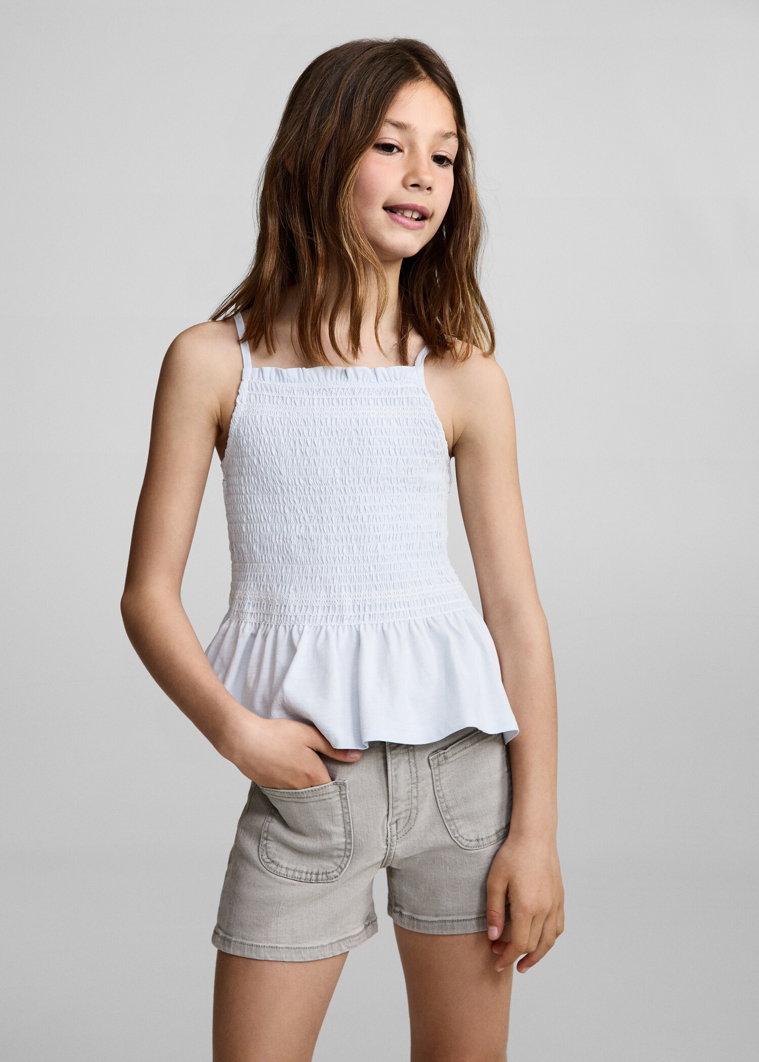 Straight-fit denim shorts - Medium plane