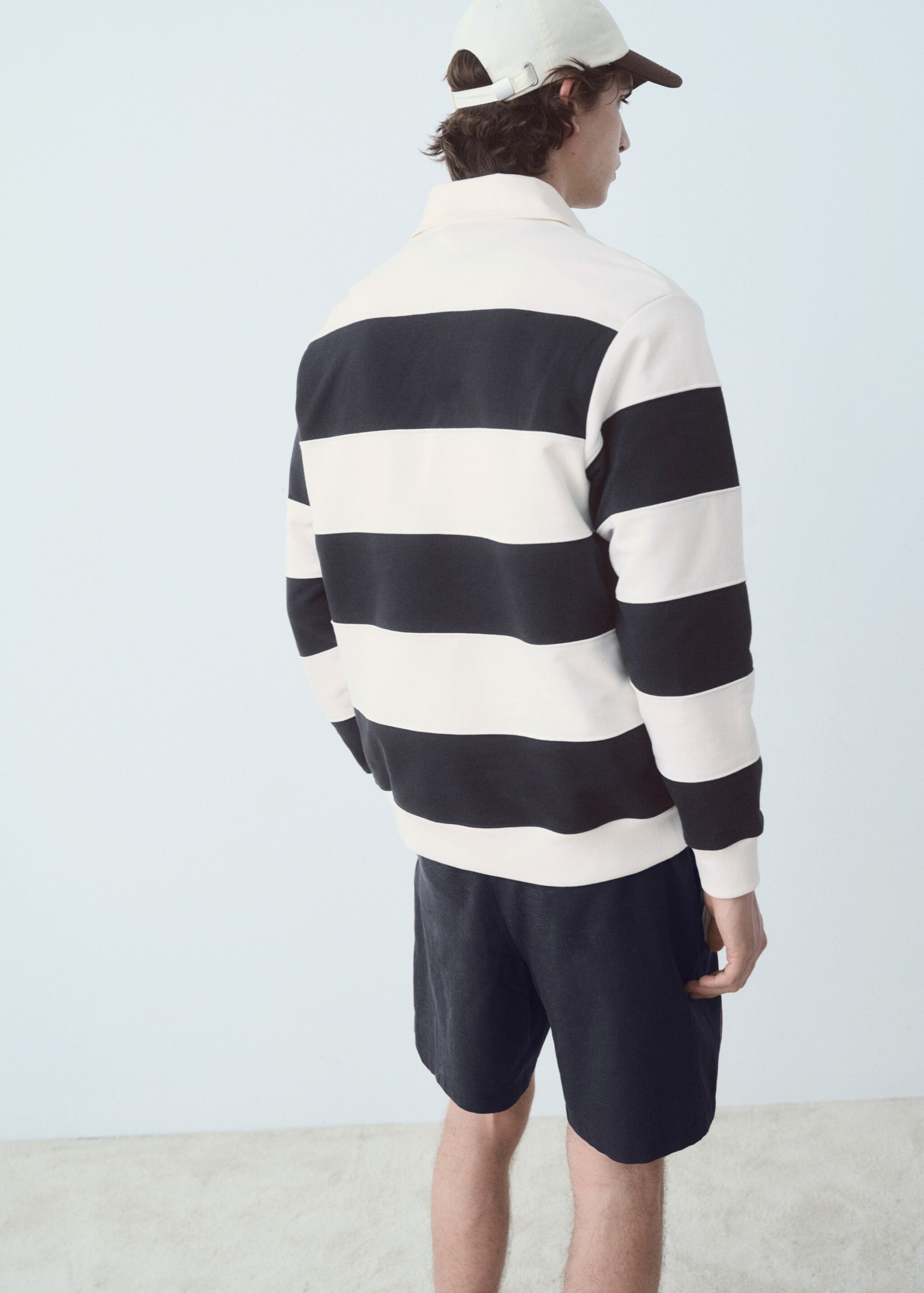 Striped polo-neck sweatshirt - Reverse of the article
