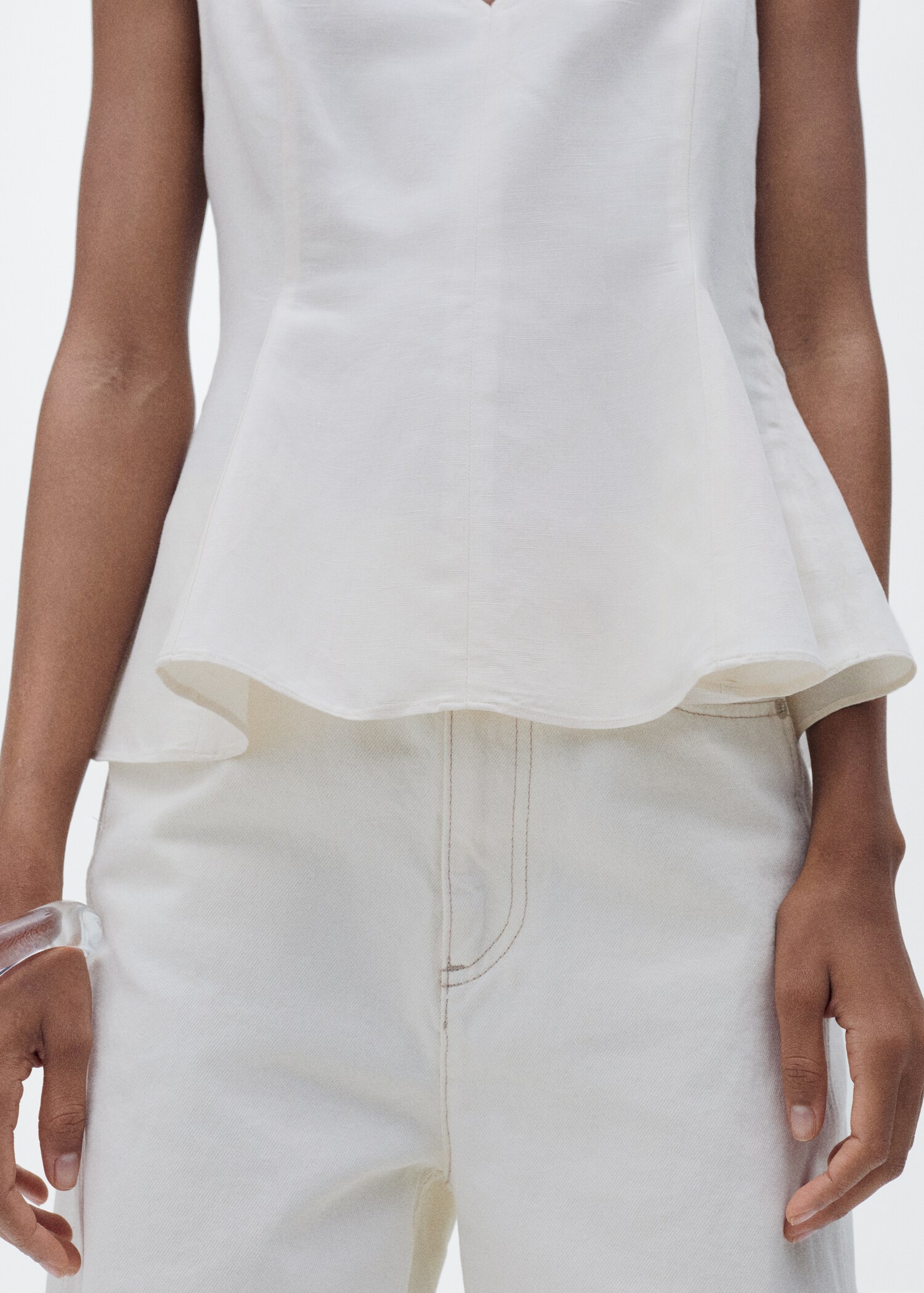 Linen-blend peplum top - Details of the article 6