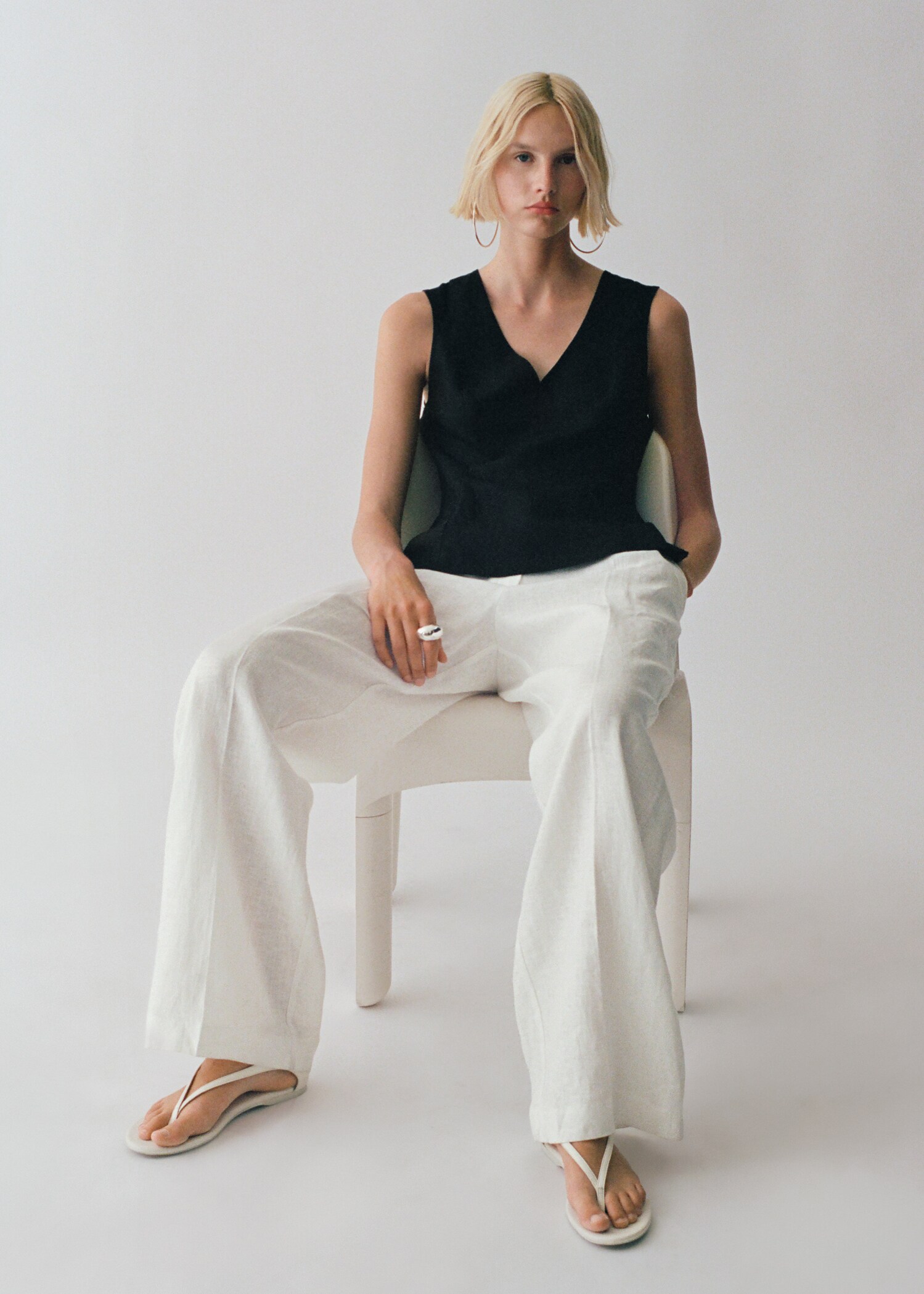 Linen-blend peplum top - Details of the article 6