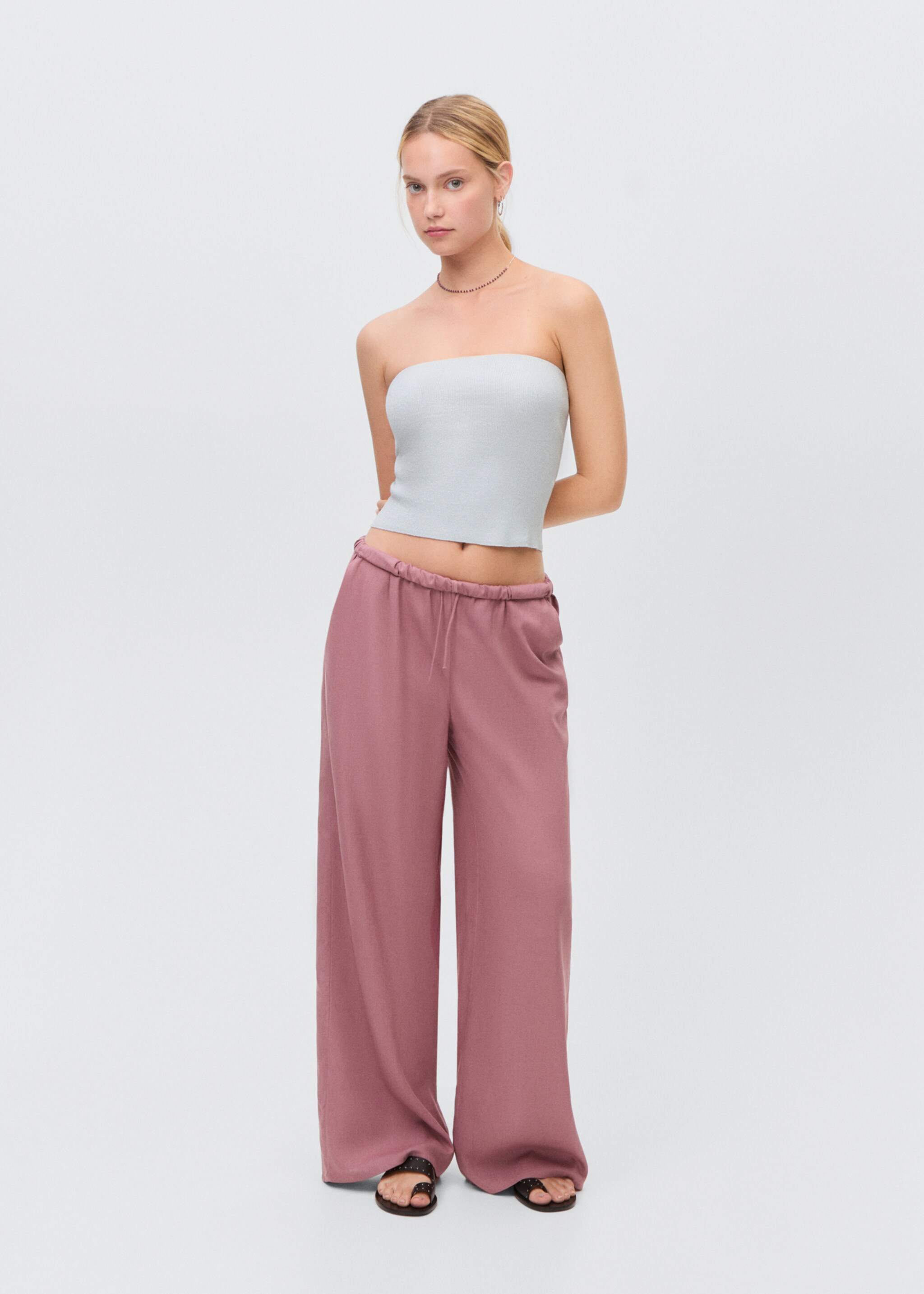Straight linen-blend trousers - Details of the article 2